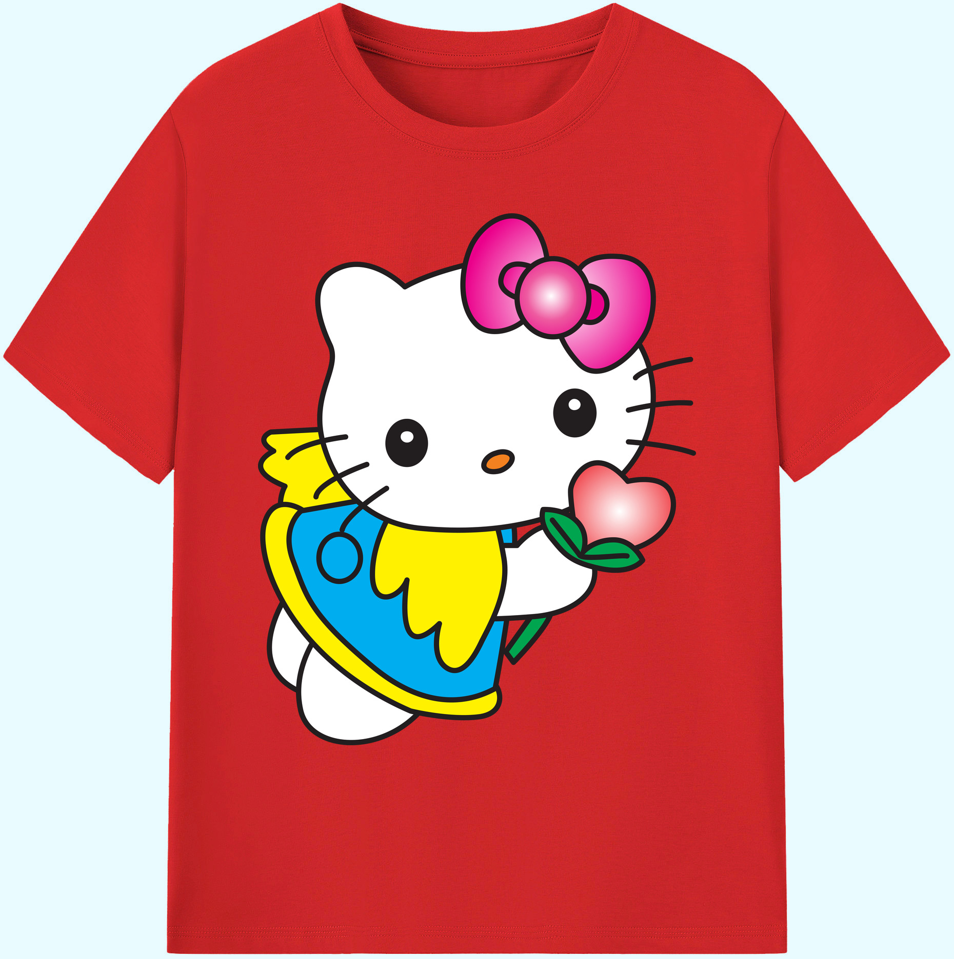 （画像用） Hello Kitty ハローキティ 綿100％ メンズ半袖Tシャツ｜肌触りやわらか＆通気性