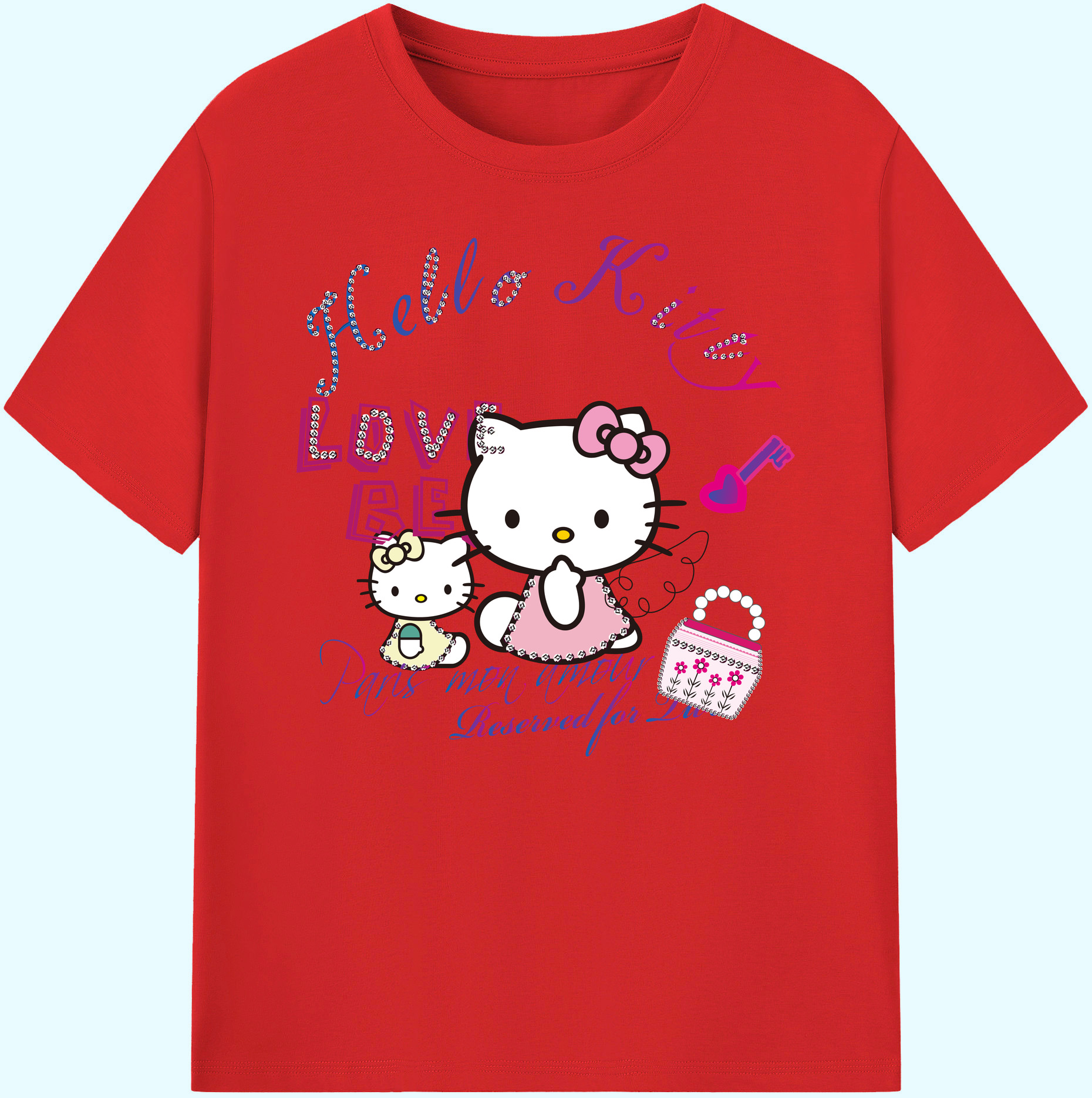 （画像用） Hello Kitty ハローキティ 綿100％ メンズ半袖Tシャツ｜肌触りやわらか＆通気性