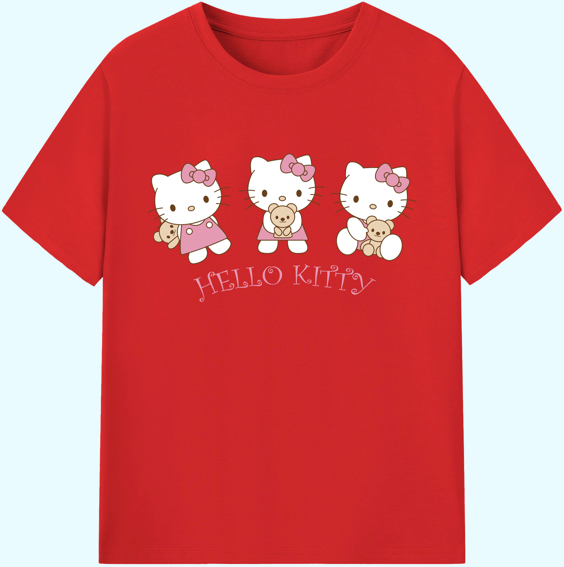 （画像用） Hello Kitty ハローキティ 綿100％ メンズ半袖Tシャツ｜肌触りやわらか＆通気性