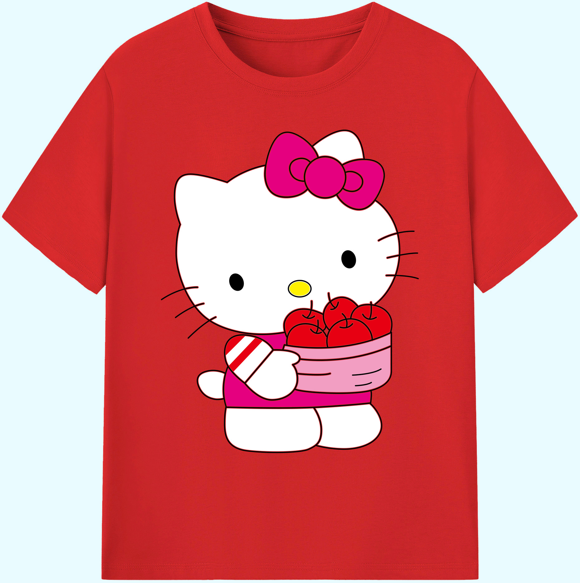 （画像用） Hello Kitty ハローキティ 綿100％ メンズ半袖Tシャツ｜肌触りやわらか＆通気性