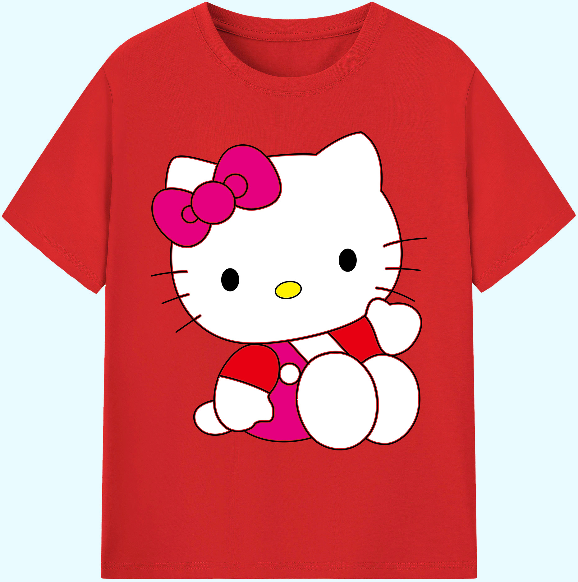 （画像用） Hello Kitty ハローキティ 綿100％ メンズ半袖Tシャツ｜肌触りやわらか＆通気性