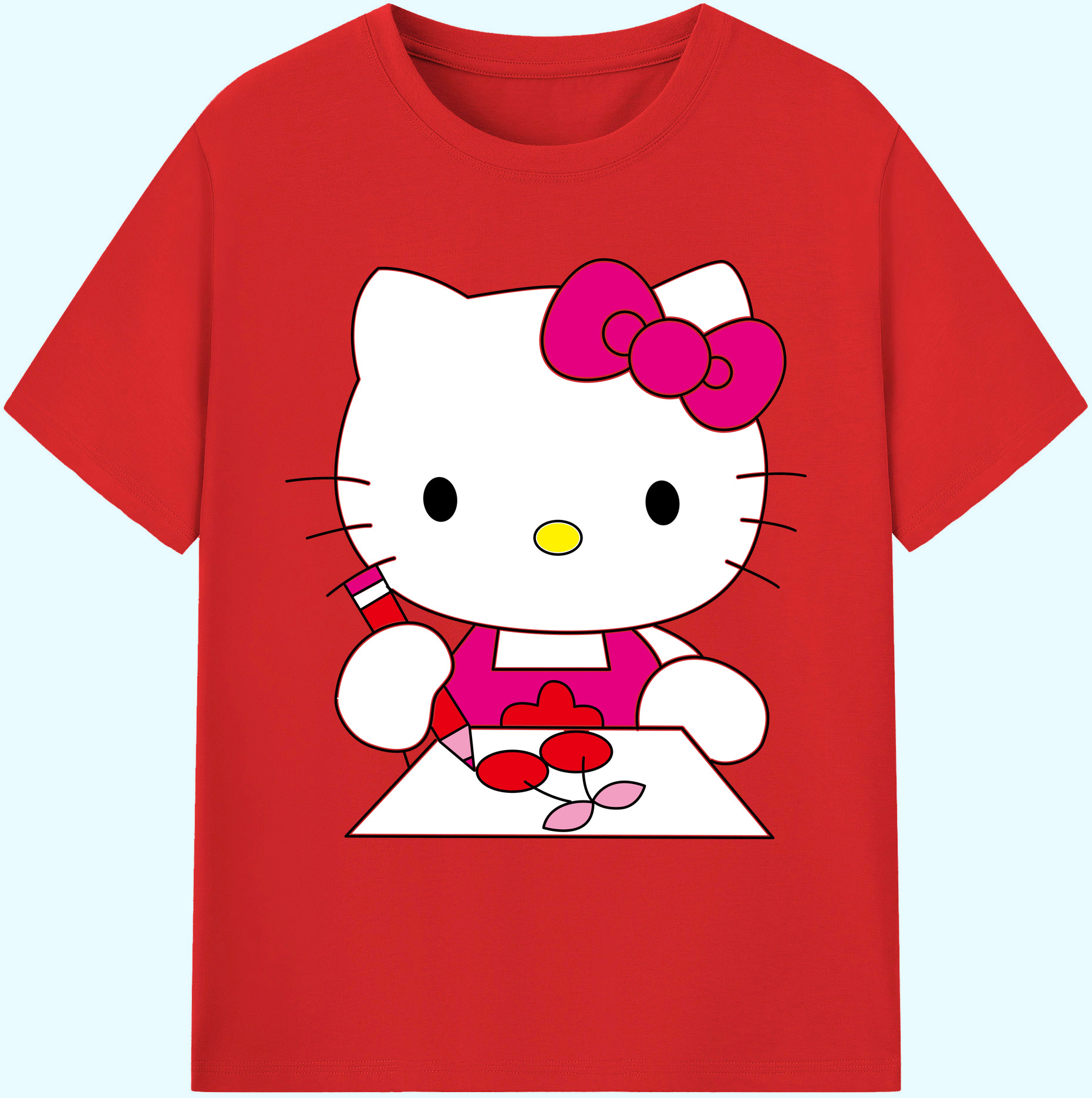 （画像用） Hello Kitty ハローキティ 綿100％ メンズ半袖Tシャツ｜肌触りやわらか＆通気性