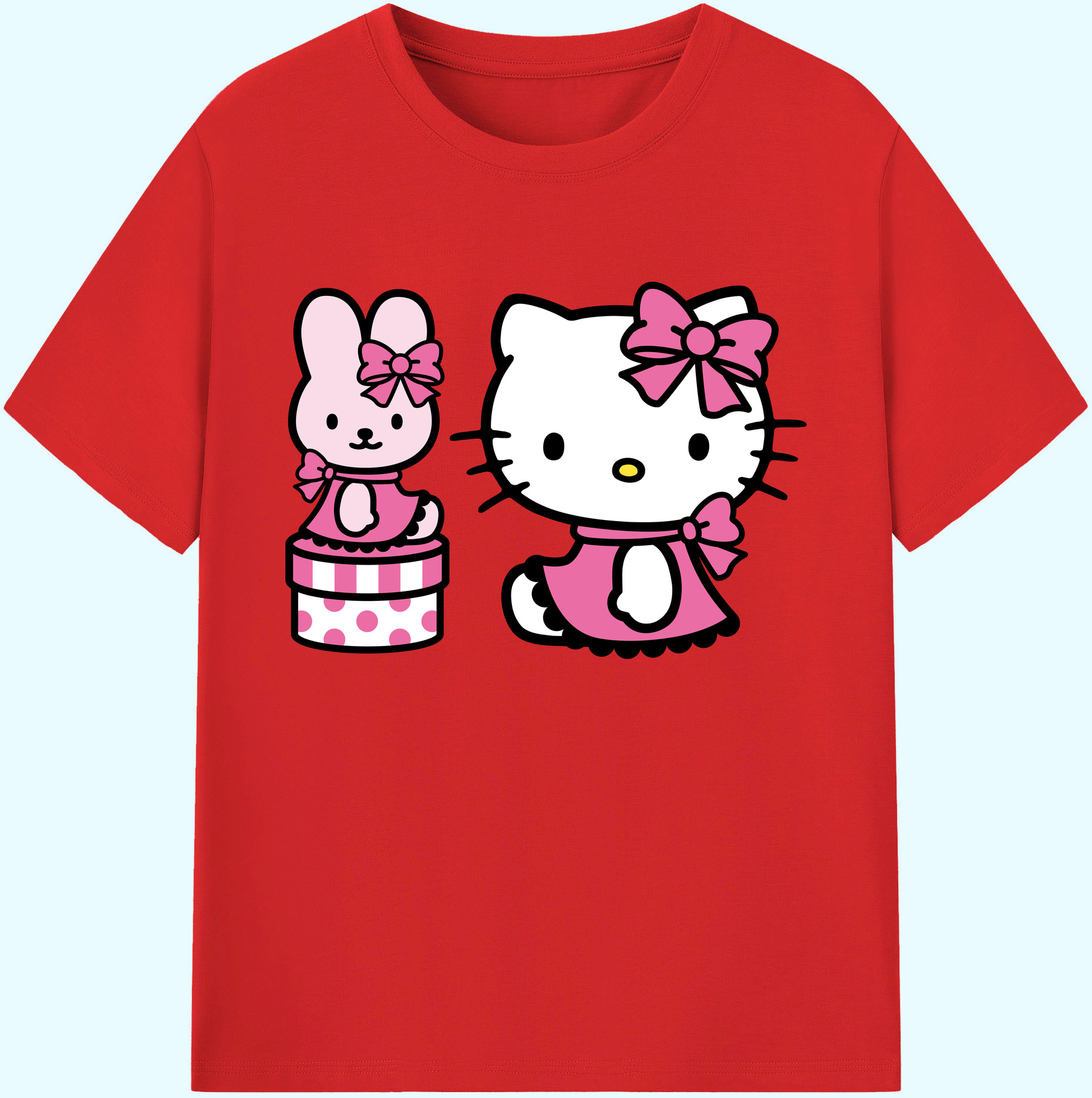 （画像用） Hello Kitty ハローキティ 綿100％ メンズ半袖Tシャツ｜肌触りやわらか＆通気性