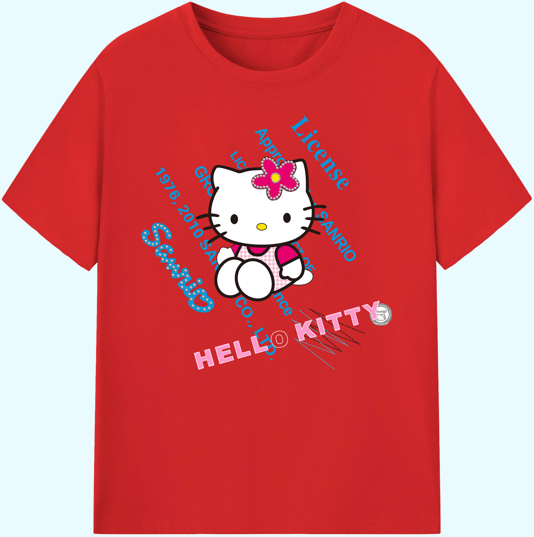 （画像用） Hello Kitty ハローキティ 綿100％ メンズ半袖Tシャツ｜肌触りやわらか＆通気性