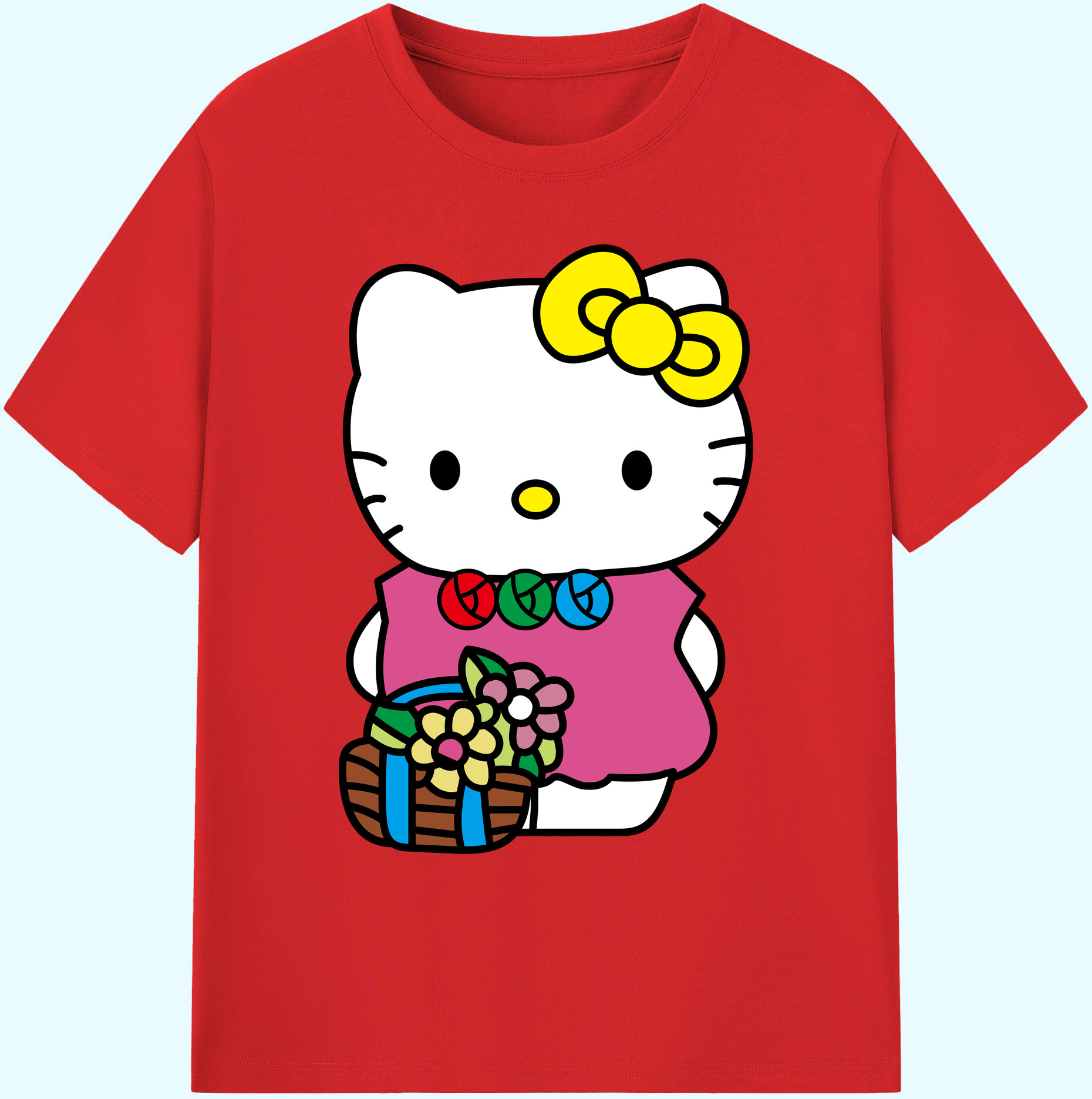 （画像用） Hello Kitty ハローキティ 綿100％ メンズ半袖Tシャツ｜肌触りやわらか＆通気性