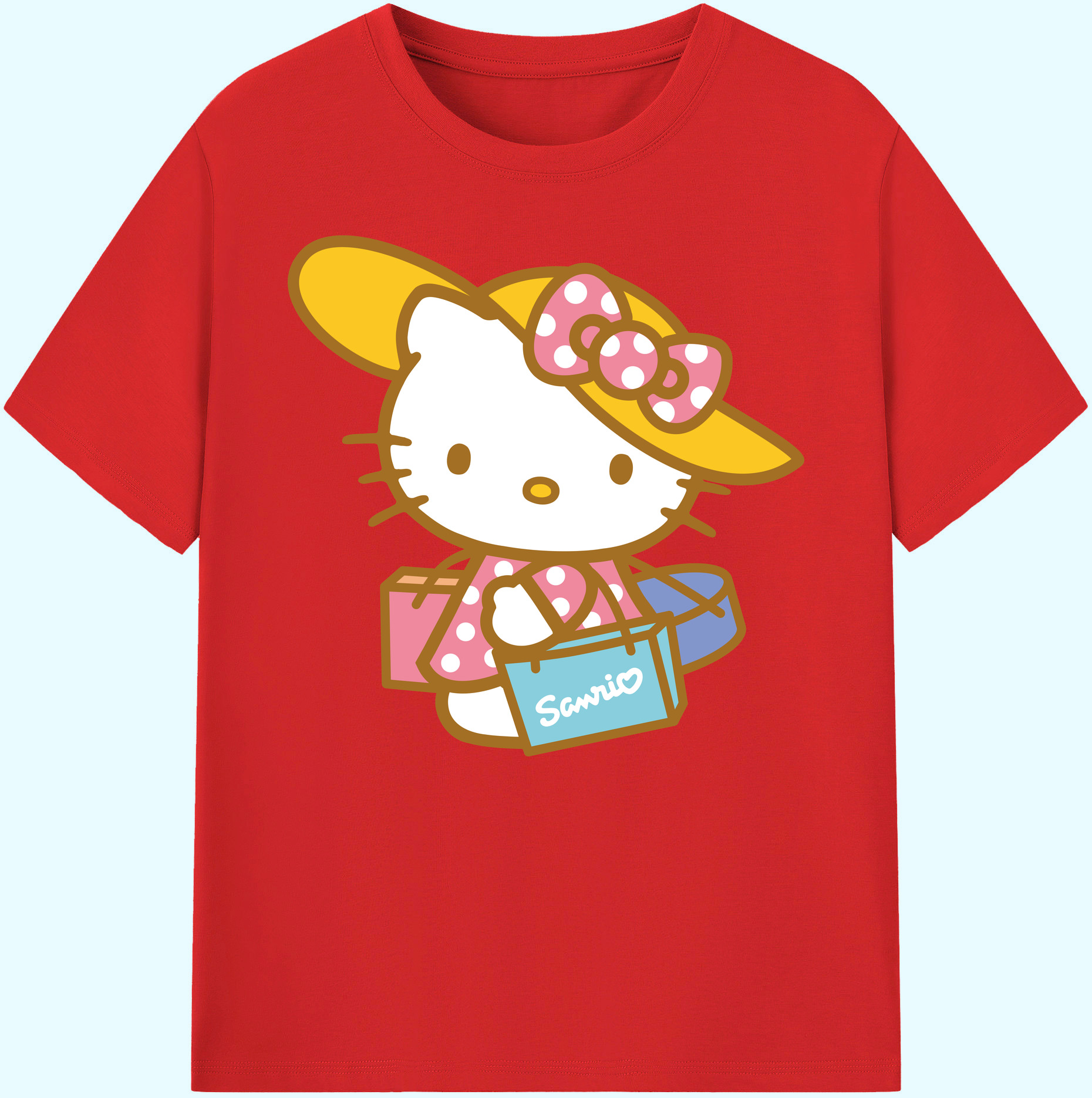 （画像用） Hello Kitty ハローキティ 綿100％ メンズ半袖Tシャツ｜肌触りやわらか＆通気性