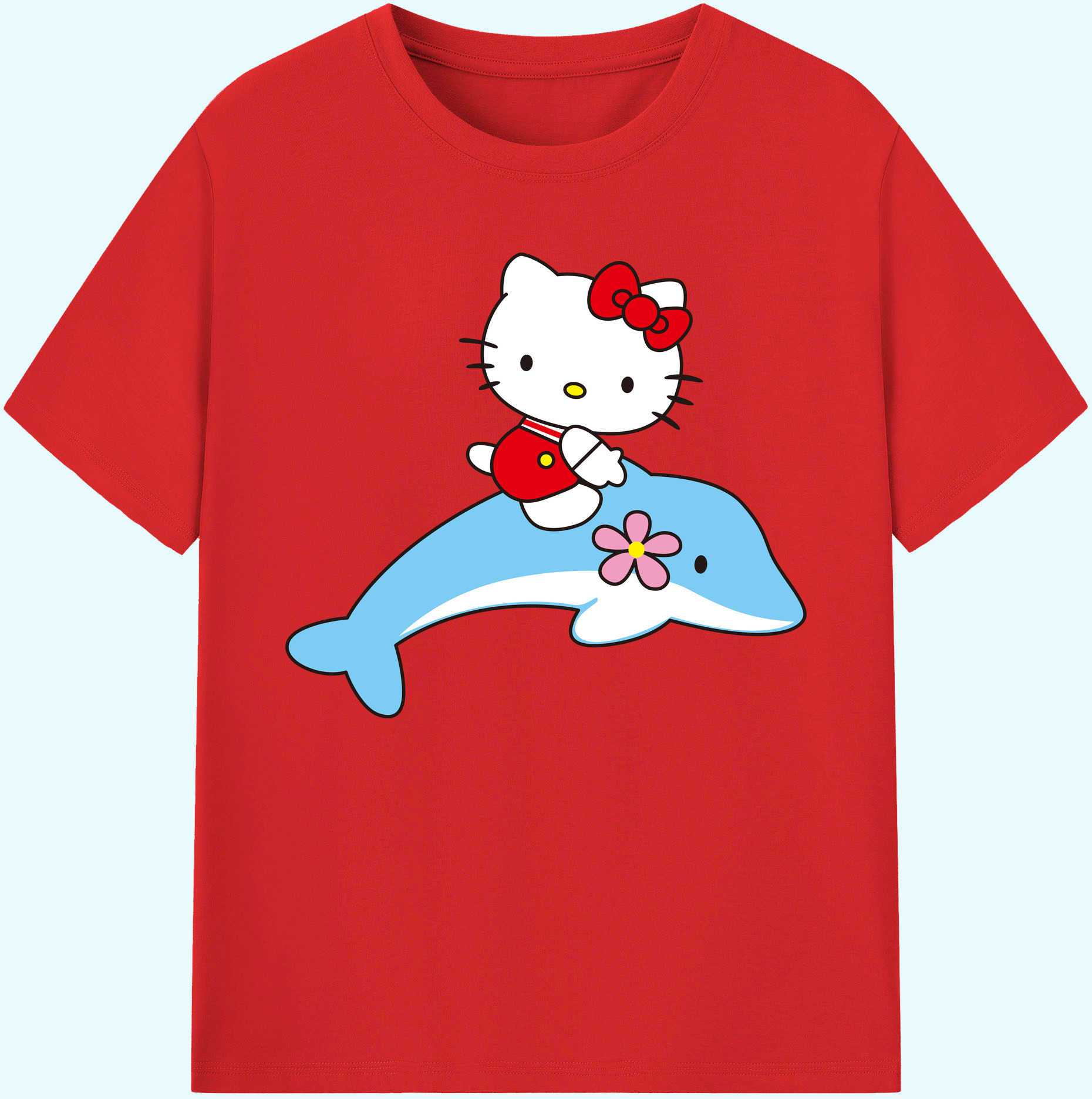 （画像用） Hello Kitty ハローキティ 綿100％ メンズ半袖Tシャツ｜肌触りやわらか＆通気性