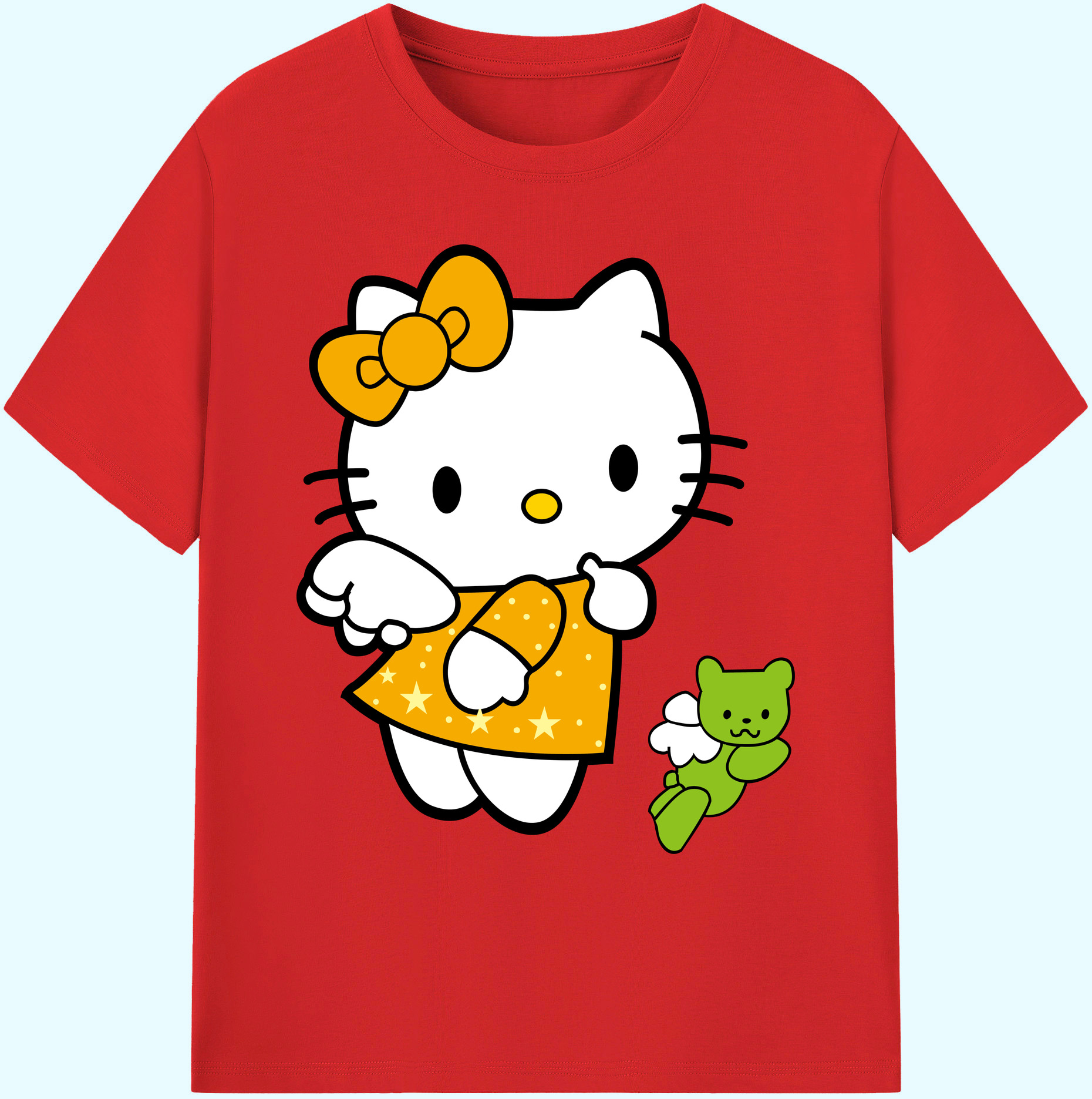 （画像用） Hello Kitty ハローキティ 綿100％ メンズ半袖Tシャツ｜肌触りやわらか＆通気性