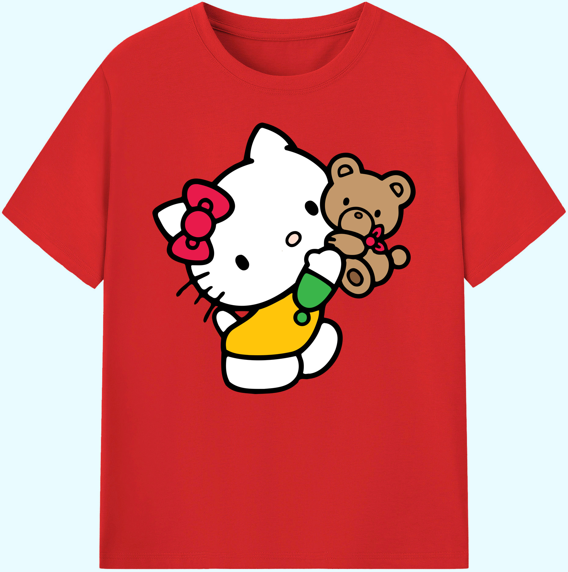（画像用） Hello Kitty ハローキティ 綿100％ メンズ半袖Tシャツ｜肌触りやわらか＆通気性