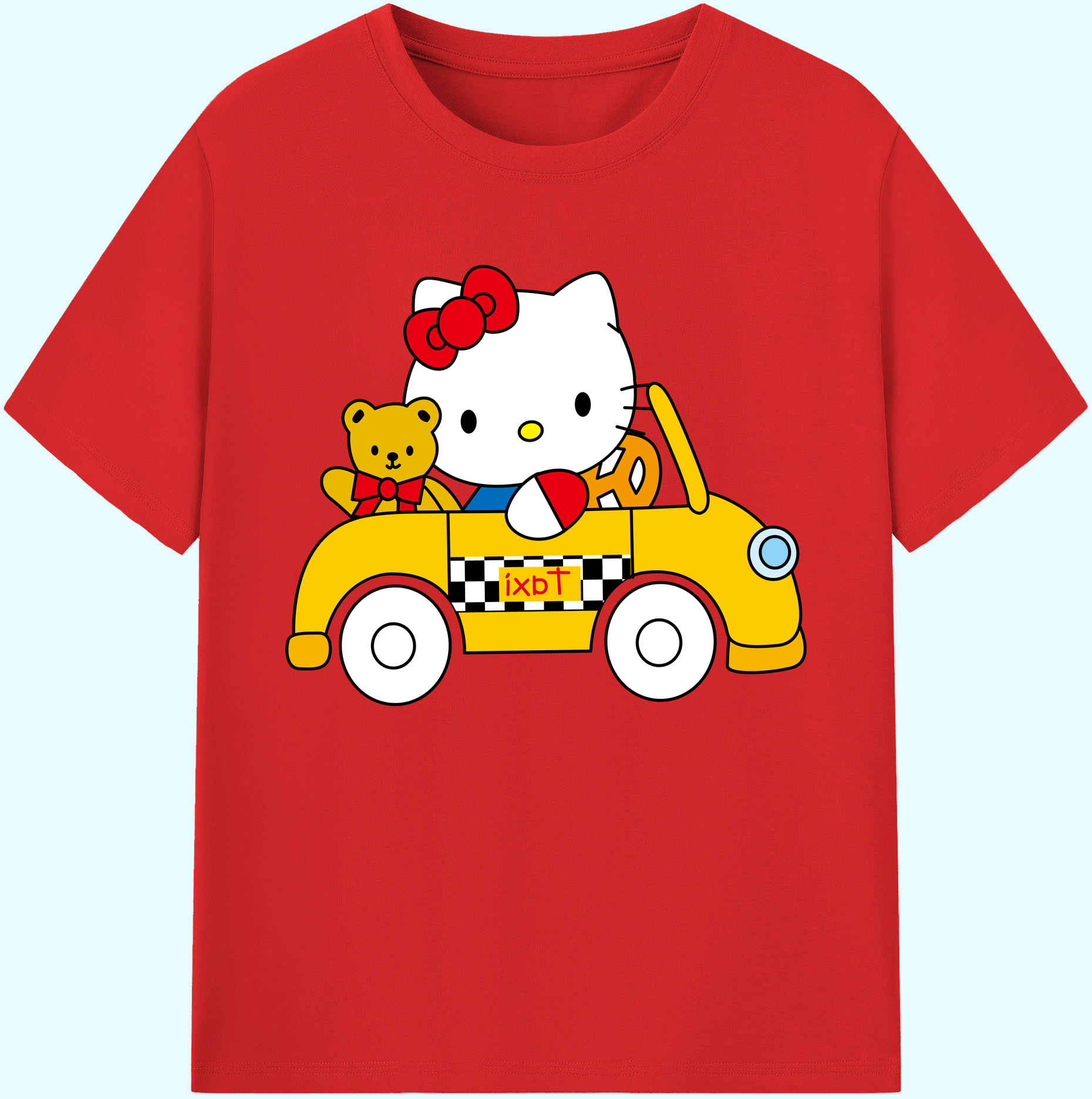 （画像用） Hello Kitty ハローキティ 綿100％ メンズ半袖Tシャツ｜肌触りやわらか＆通気性