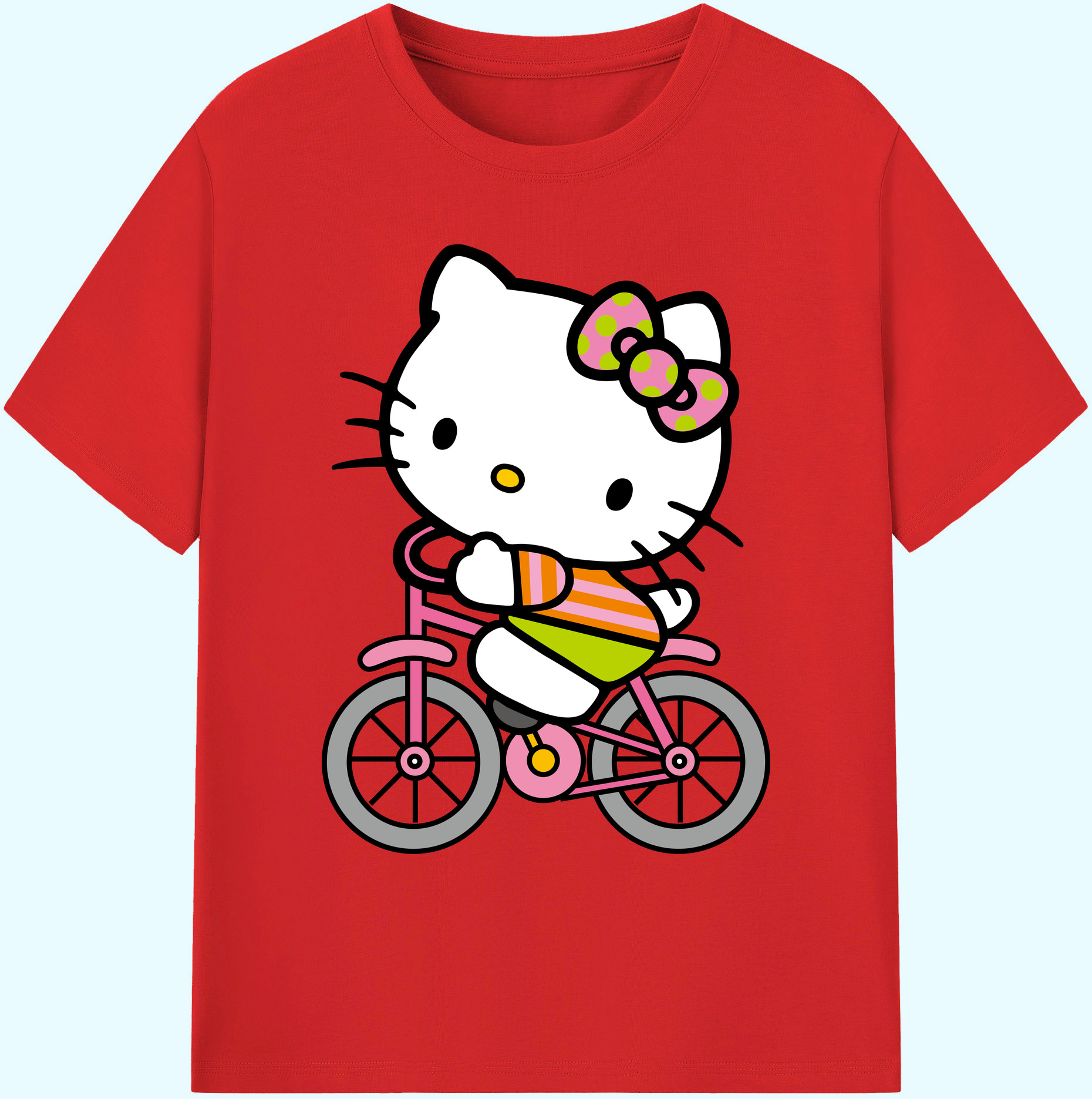 （画像用） Hello Kitty ハローキティ 綿100％ メンズ半袖Tシャツ｜肌触りやわらか＆通気性