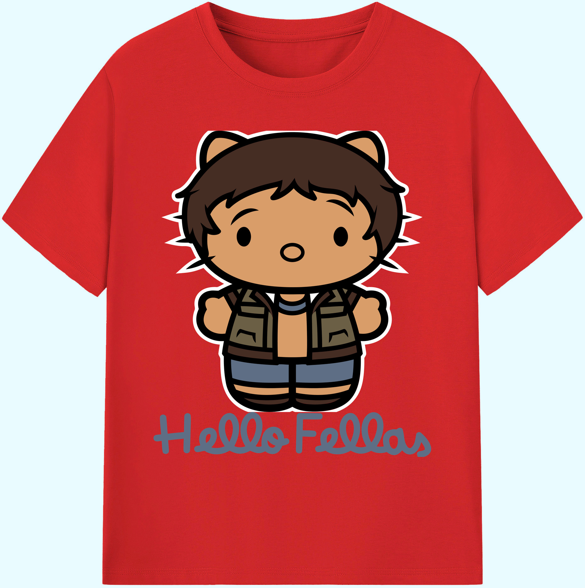 （画像用） Hello Kitty ハローキティ 綿100％ メンズ半袖Tシャツ｜肌触りやわらか＆通気性