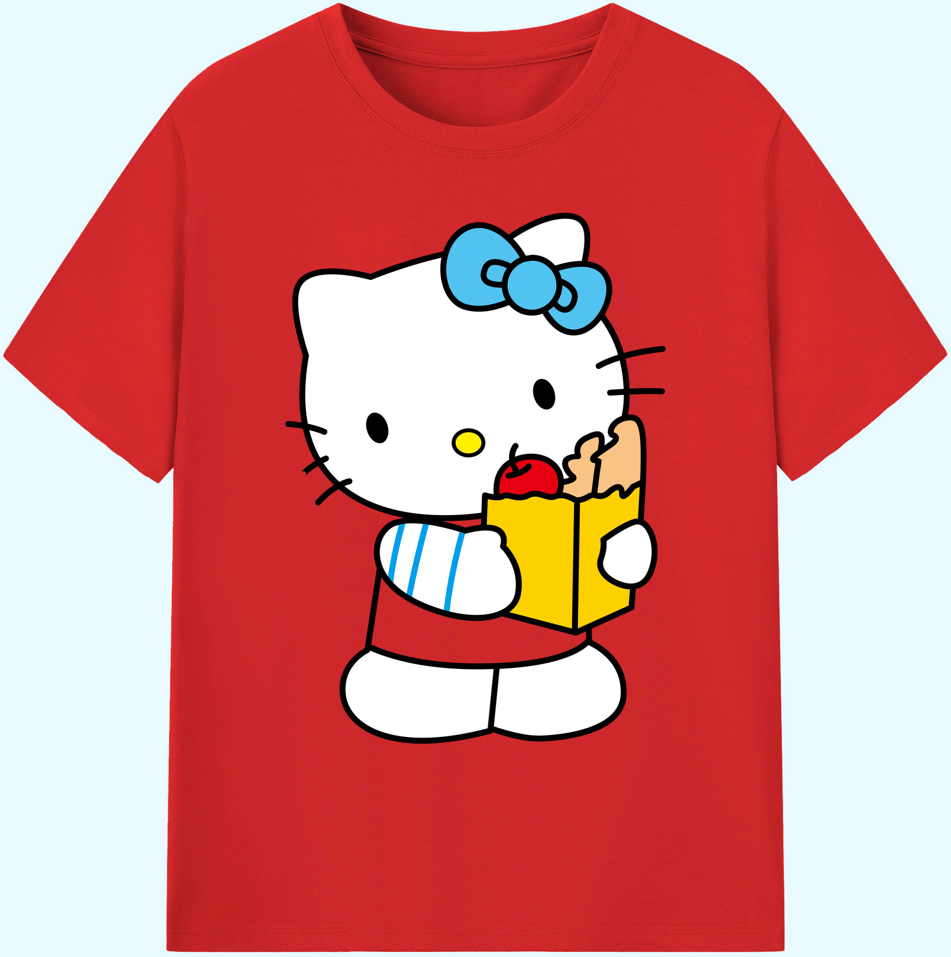 （画像用） Hello Kitty ハローキティ 綿100％ メンズ半袖Tシャツ｜肌触りやわらか＆通気性