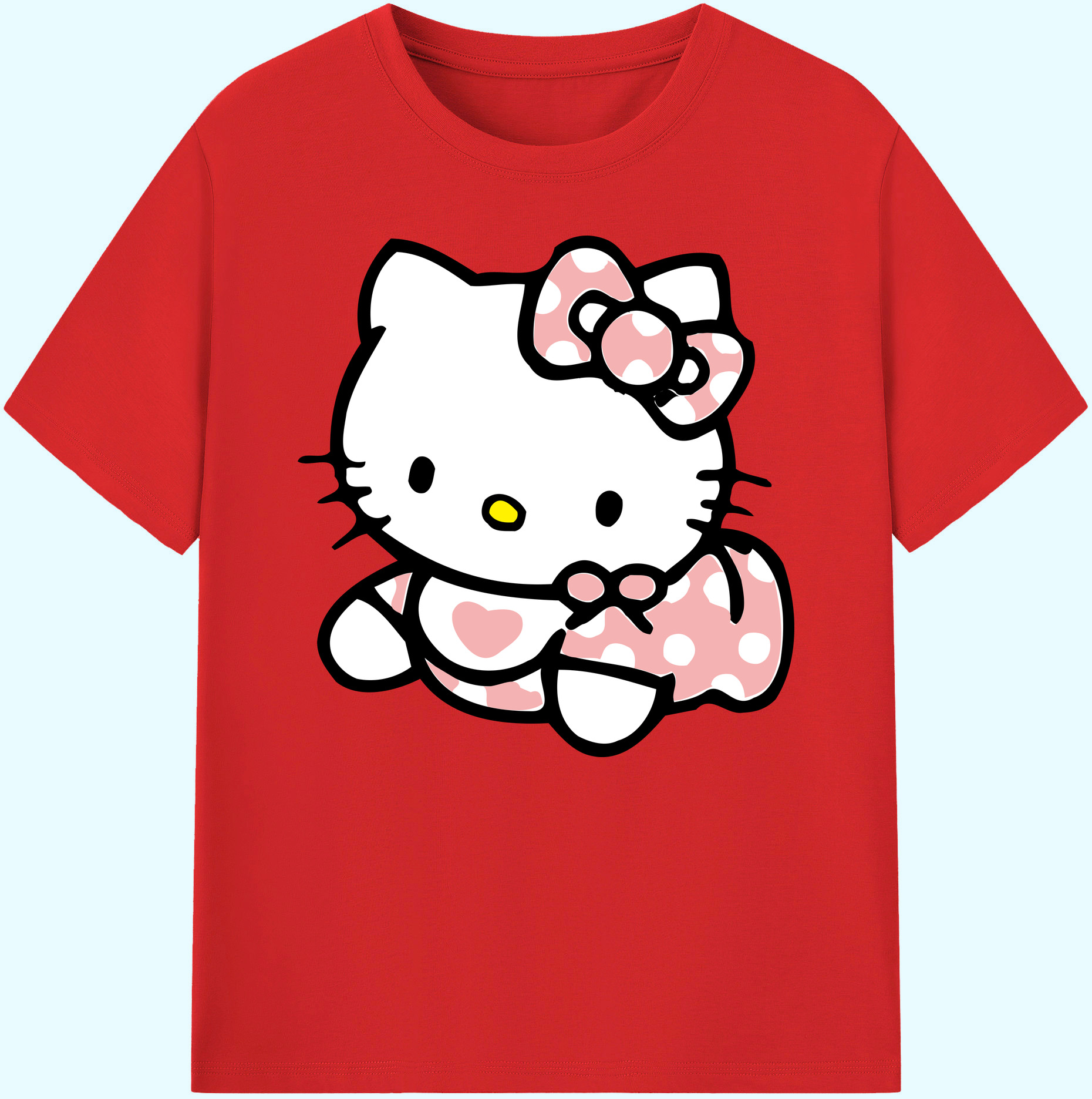 （画像用） Hello Kitty ハローキティ 綿100％ メンズ半袖Tシャツ｜肌触りやわらか＆通気性