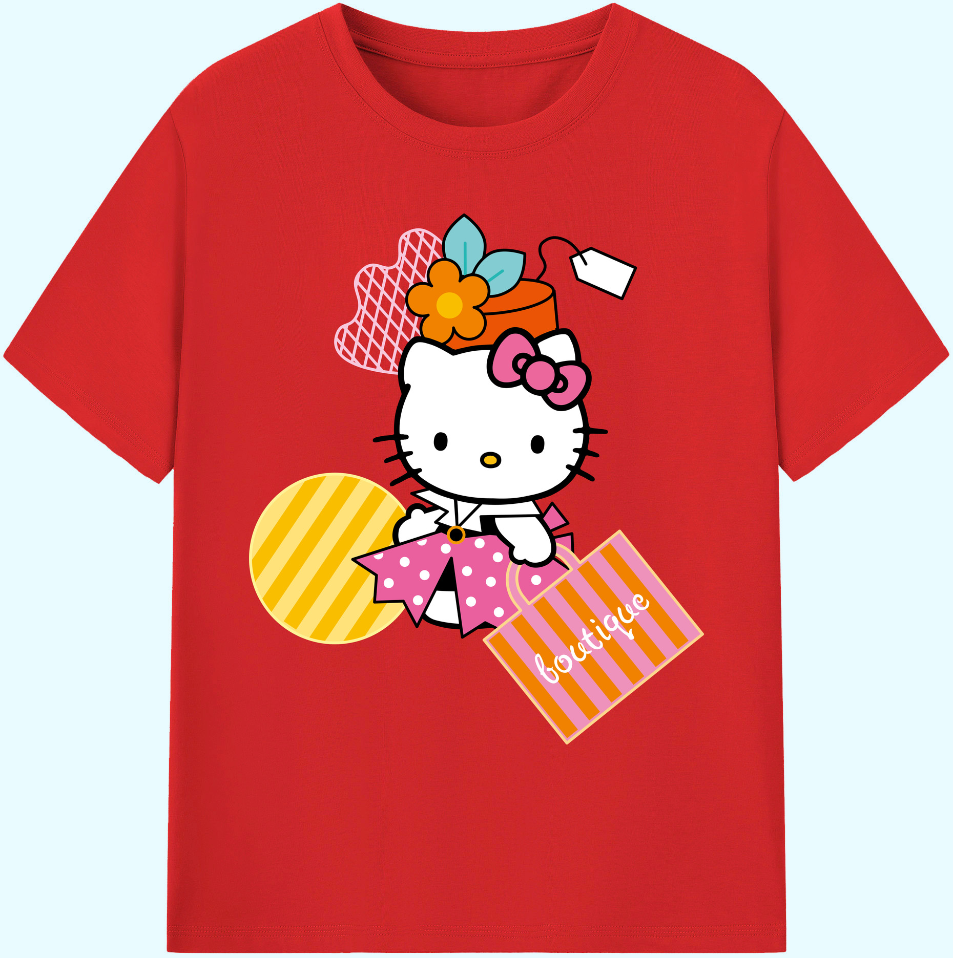 （画像用） Hello Kitty ハローキティ 綿100％ メンズ半袖Tシャツ｜肌触りやわらか＆通気性