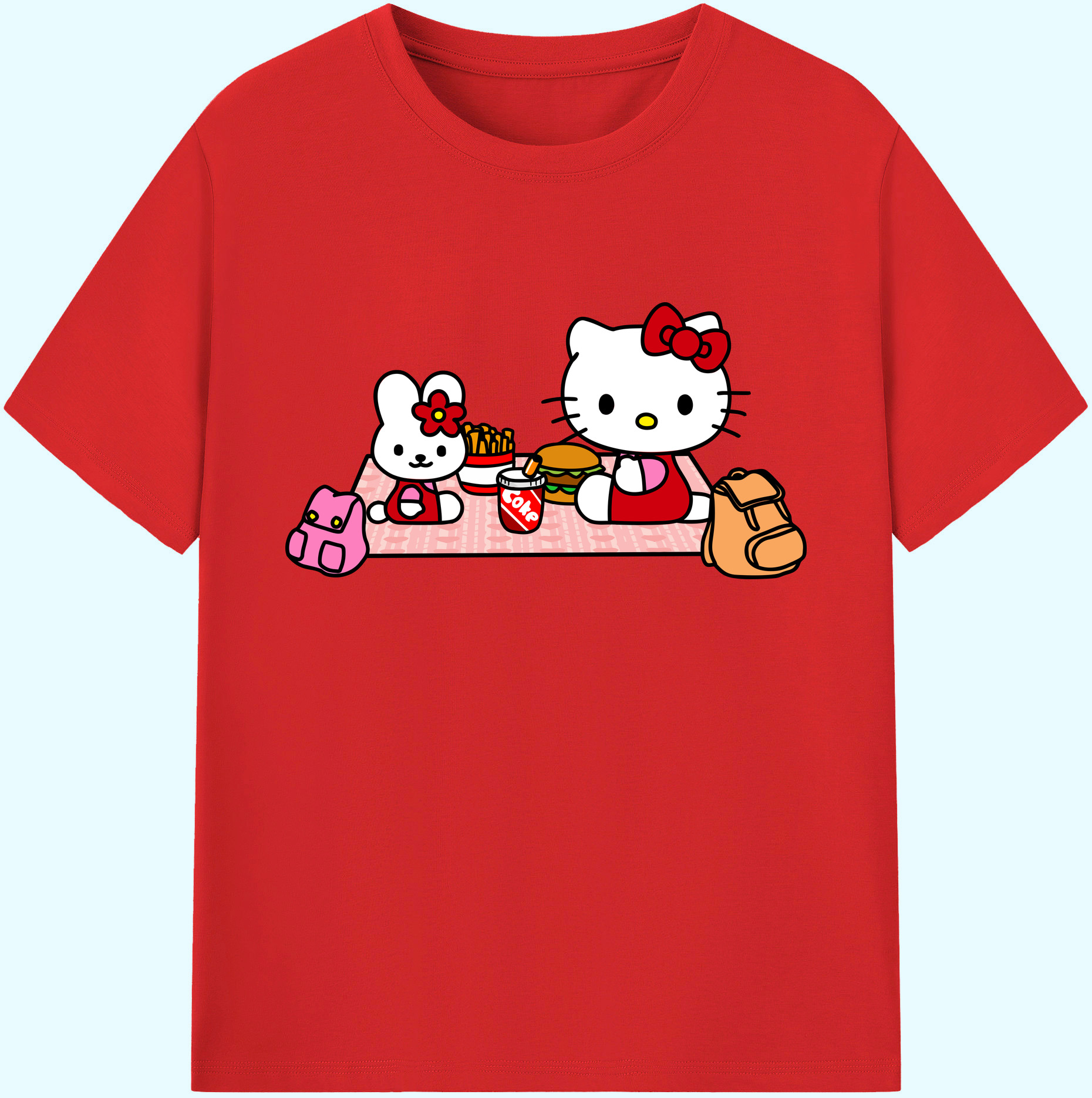 （画像用） Hello Kitty ハローキティ 綿100％ メンズ半袖Tシャツ｜肌触りやわらか＆通気性