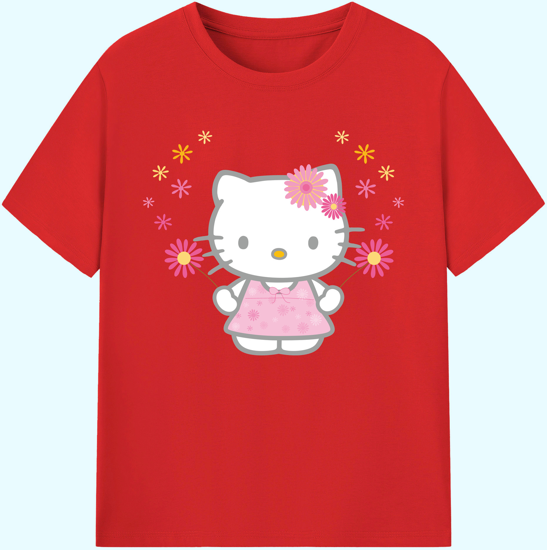 （画像用） Hello Kitty ハローキティ 綿100％ メンズ半袖Tシャツ｜肌触りやわらか＆通気性