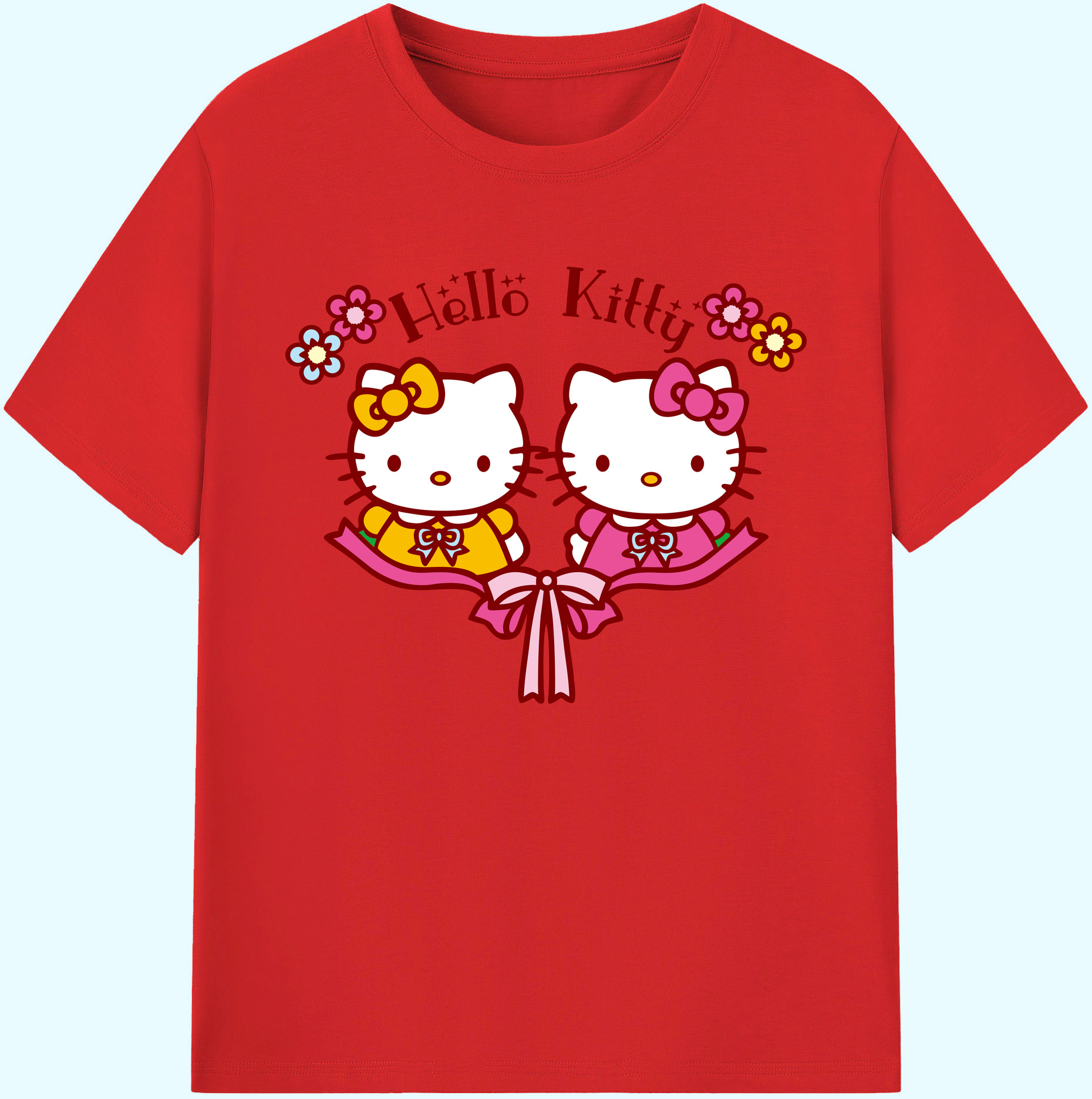 （画像用） Hello Kitty ハローキティ 綿100％ メンズ半袖Tシャツ｜肌触りやわらか＆通気性