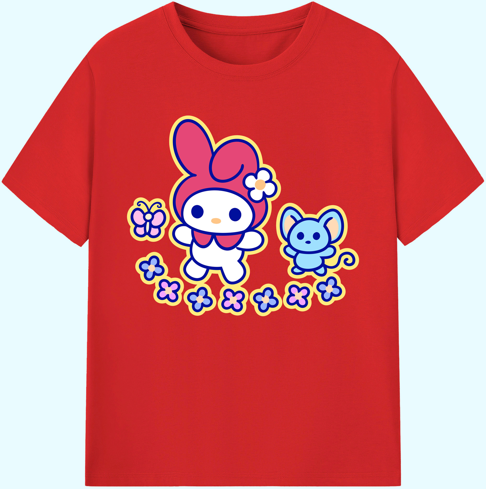 （画像用） Hello Kitty ハローキティ 綿100％ メンズ半袖Tシャツ｜肌触りやわらか＆通気性
