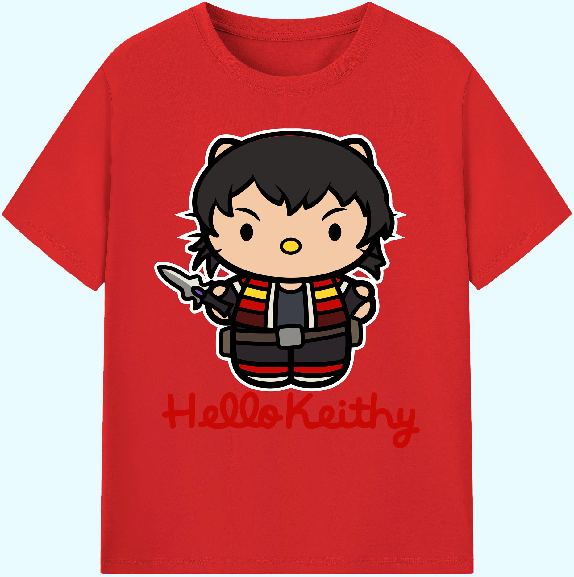 （画像用） Hello Kitty ハローキティ 綿100％ メンズ半袖Tシャツ｜肌触りやわらか＆通気性