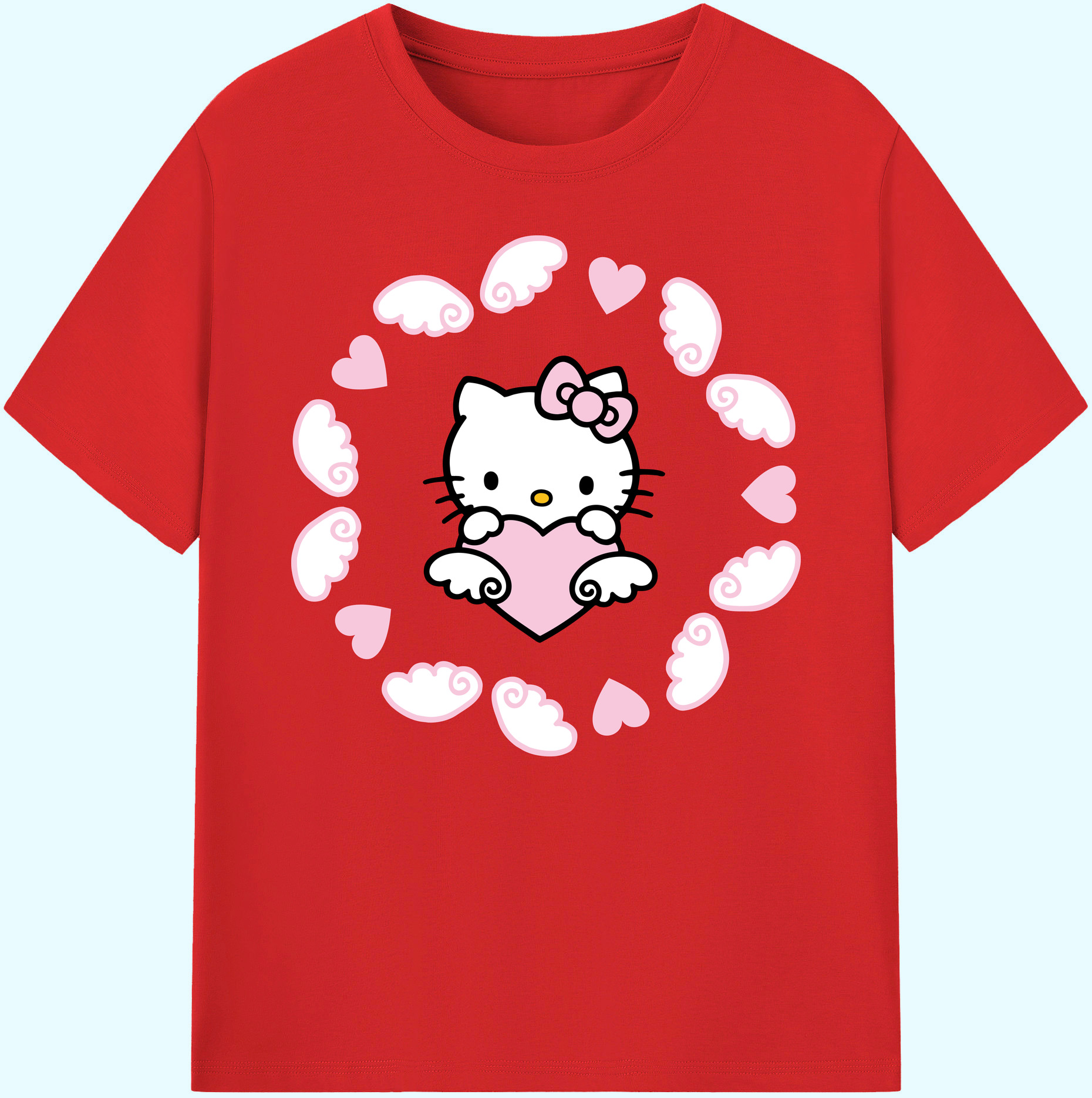 （画像用） Hello Kitty ハローキティ 綿100％ メンズ半袖Tシャツ｜肌触りやわらか＆通気性