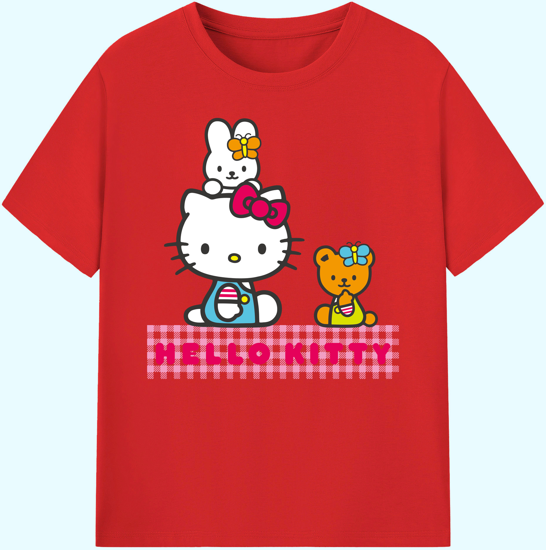 （画像用） Hello Kitty ハローキティ 綿100％ メンズ半袖Tシャツ｜肌触りやわらか＆通気性