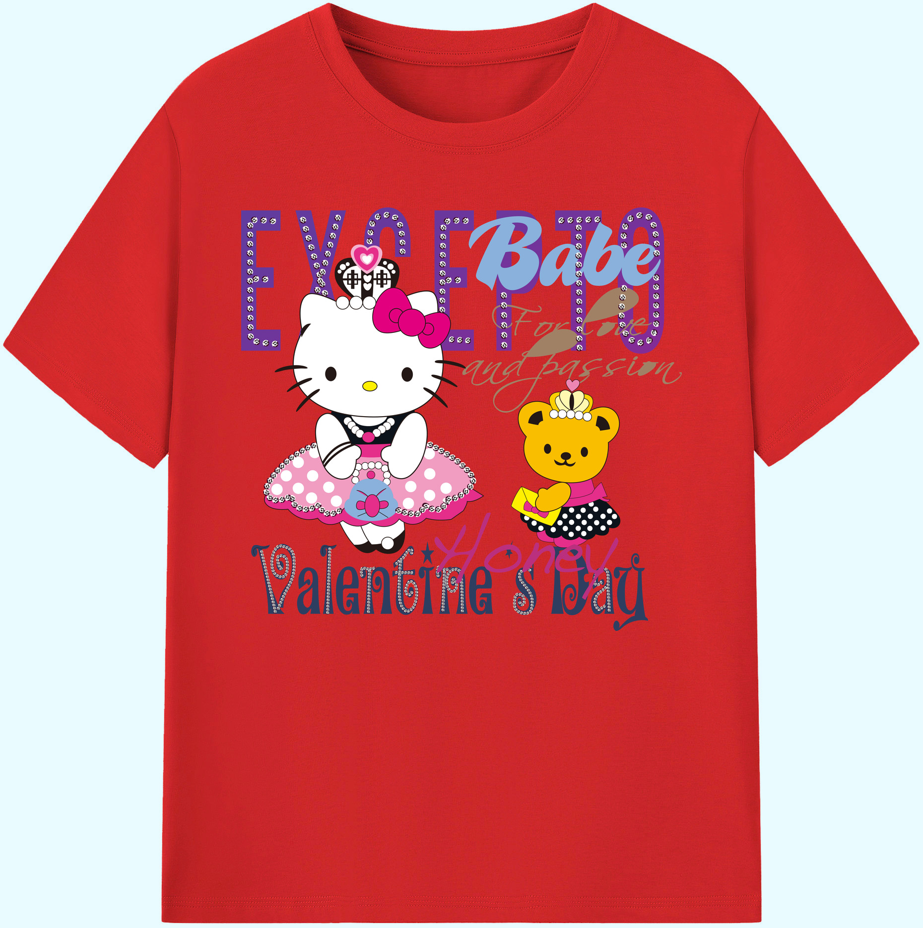 （画像用） Hello Kitty ハローキティ 綿100％ メンズ半袖Tシャツ｜肌触りやわらか＆通気性