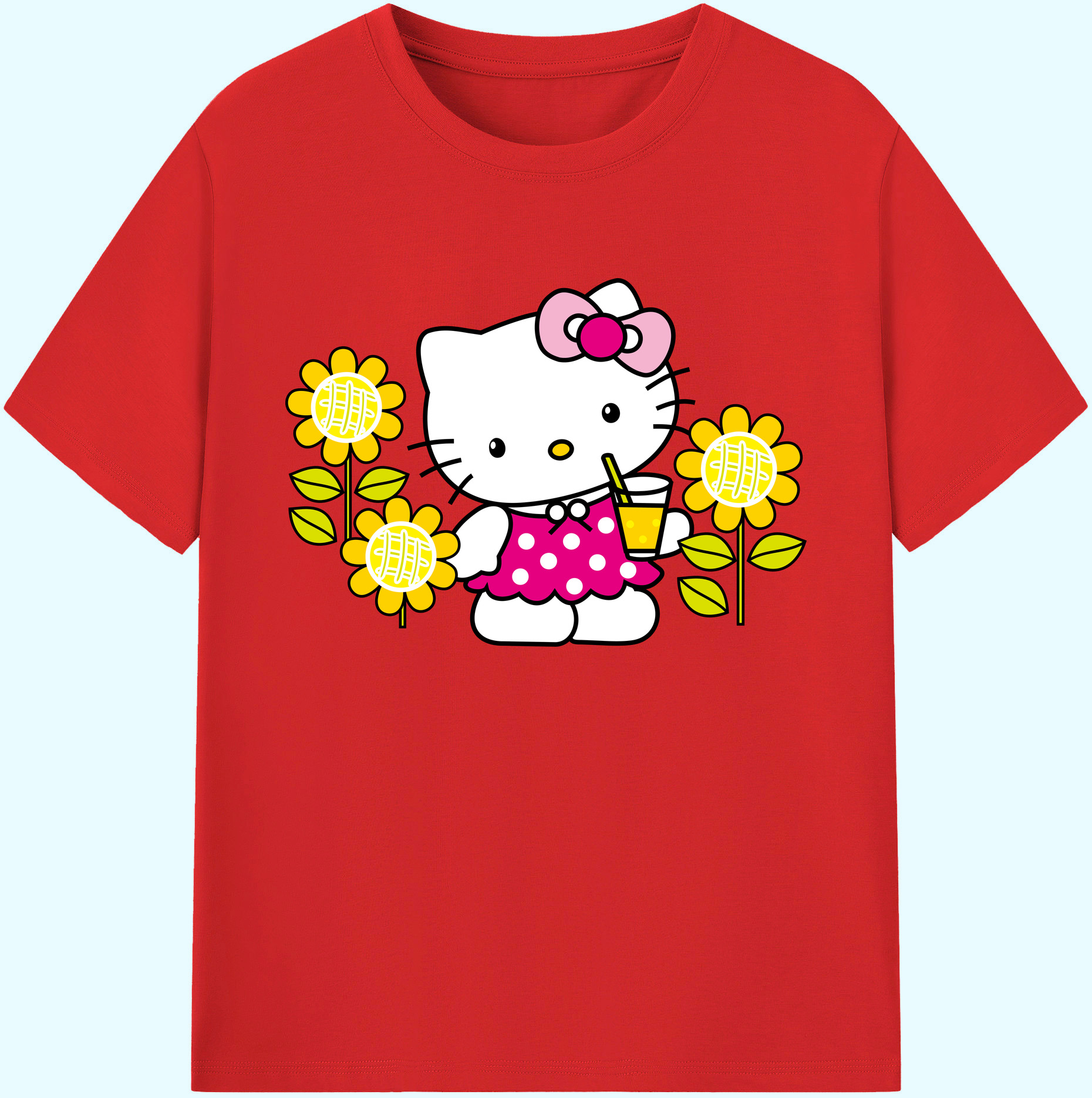 （画像用） Hello Kitty ハローキティ 綿100％ メンズ半袖Tシャツ｜肌触りやわらか＆通気性