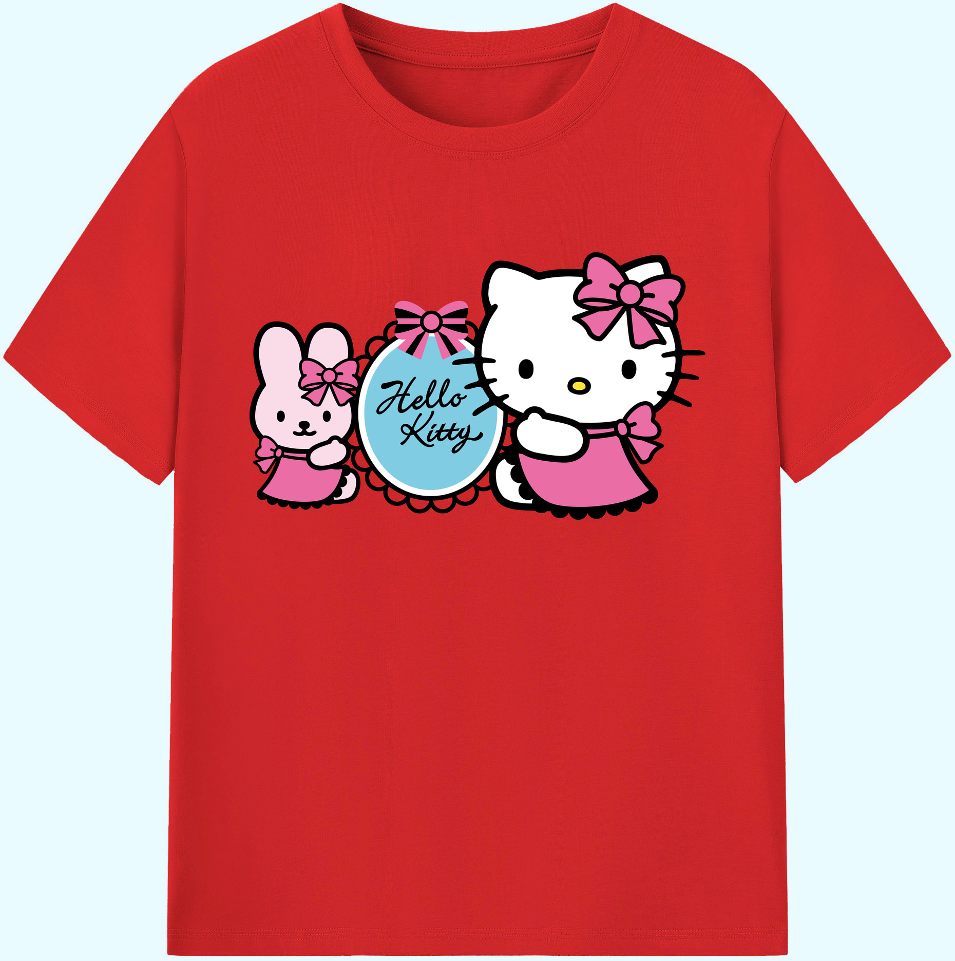 （画像用） Hello Kitty ハローキティ 綿100％ メンズ半袖Tシャツ｜肌触りやわらか＆通気性