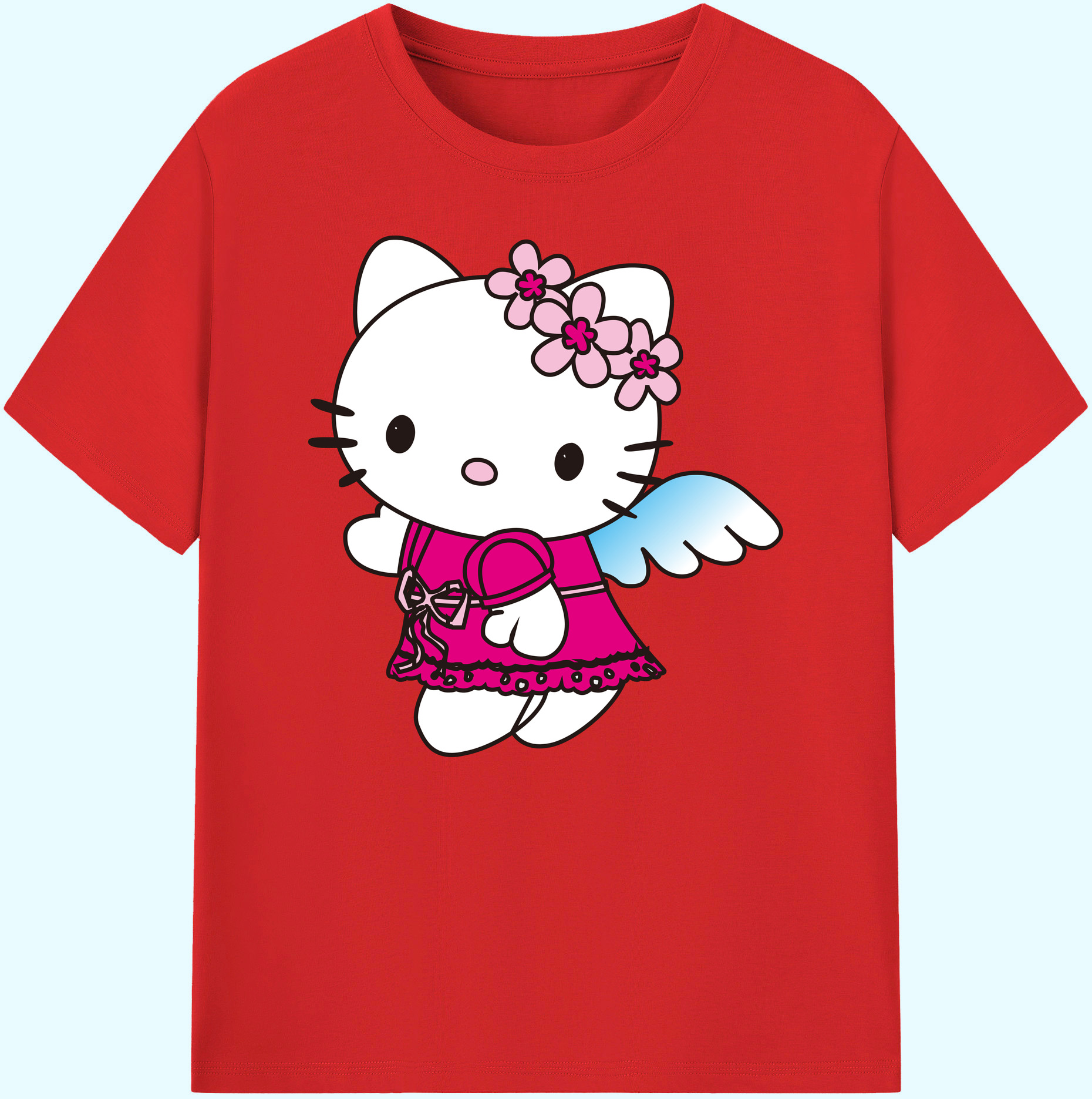 （画像用） Hello Kitty ハローキティ 綿100％ メンズ半袖Tシャツ｜肌触りやわらか＆通気性