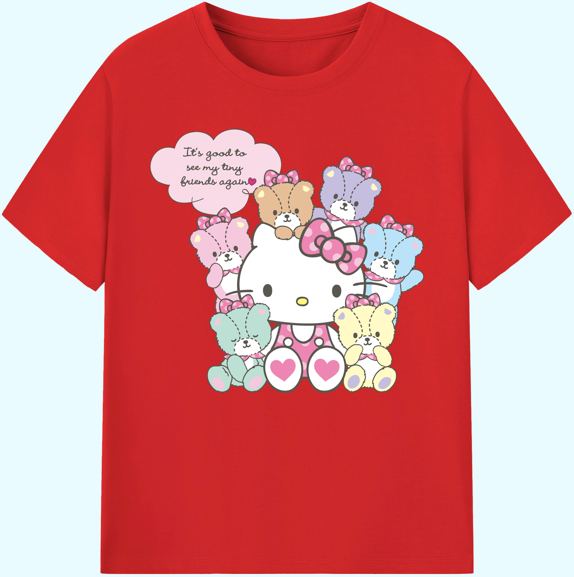 （画像用） Hello Kitty ハローキティ 綿100％ メンズ半袖Tシャツ｜肌触りやわらか＆通気性