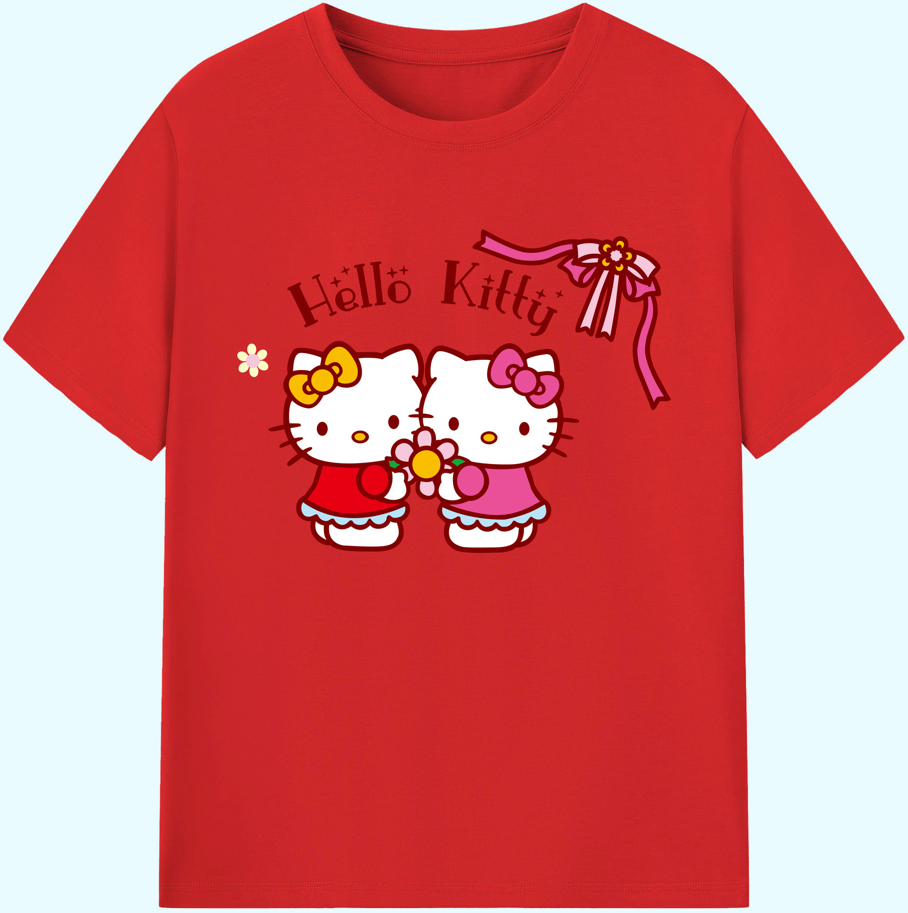 （画像用） Hello Kitty ハローキティ 綿100％ メンズ半袖Tシャツ｜肌触りやわらか＆通気性