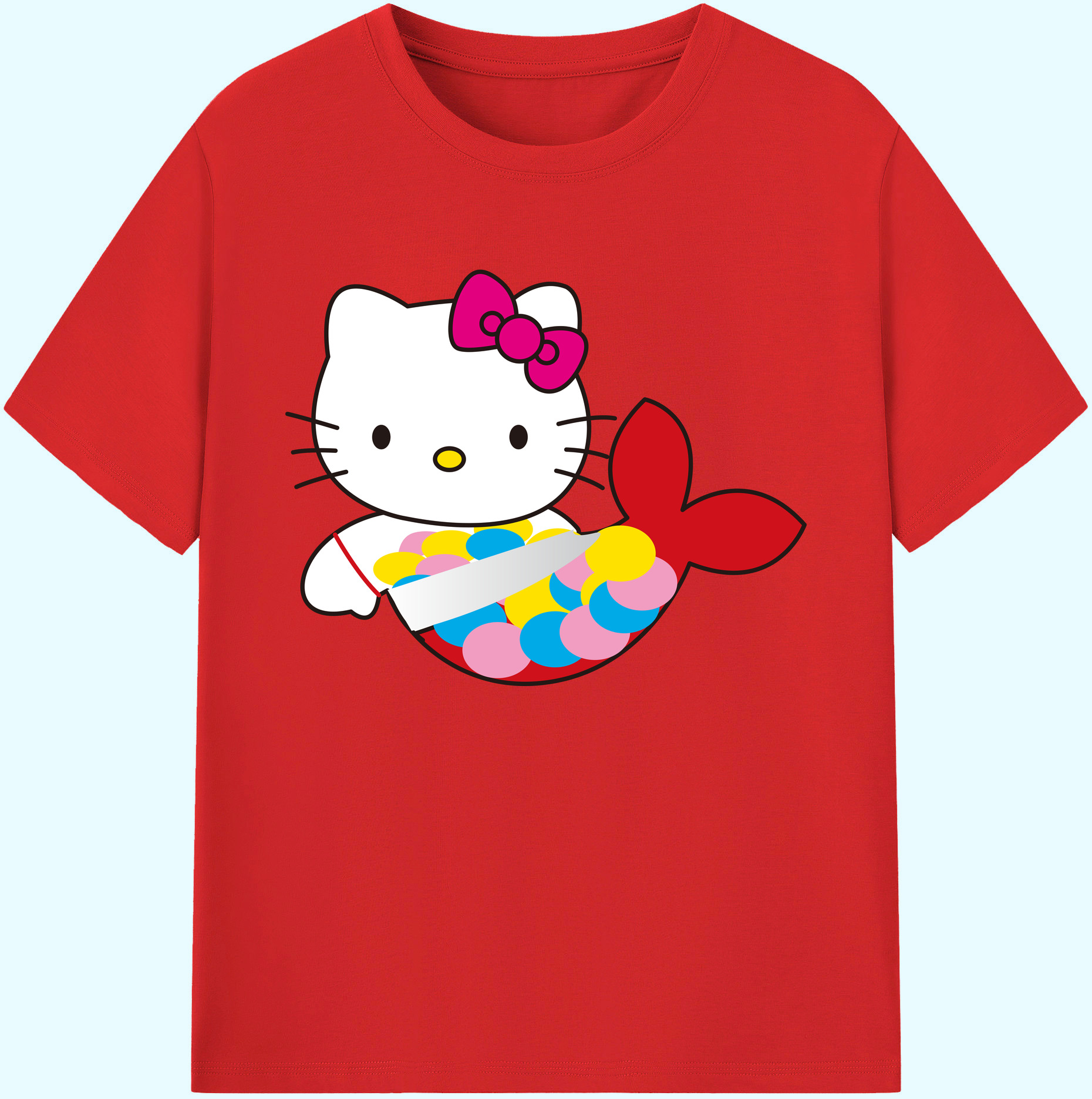 （画像用） Hello Kitty ハローキティ 綿100％ メンズ半袖Tシャツ｜肌触りやわらか＆通気性