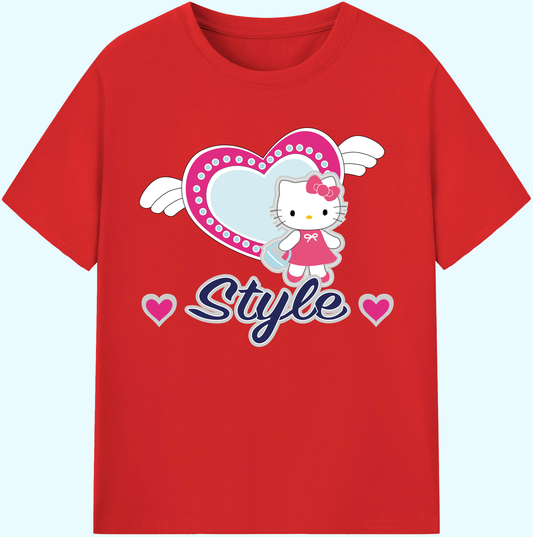 （画像用） Hello Kitty ハローキティ 綿100％ メンズ半袖Tシャツ｜肌触りやわらか＆通気性