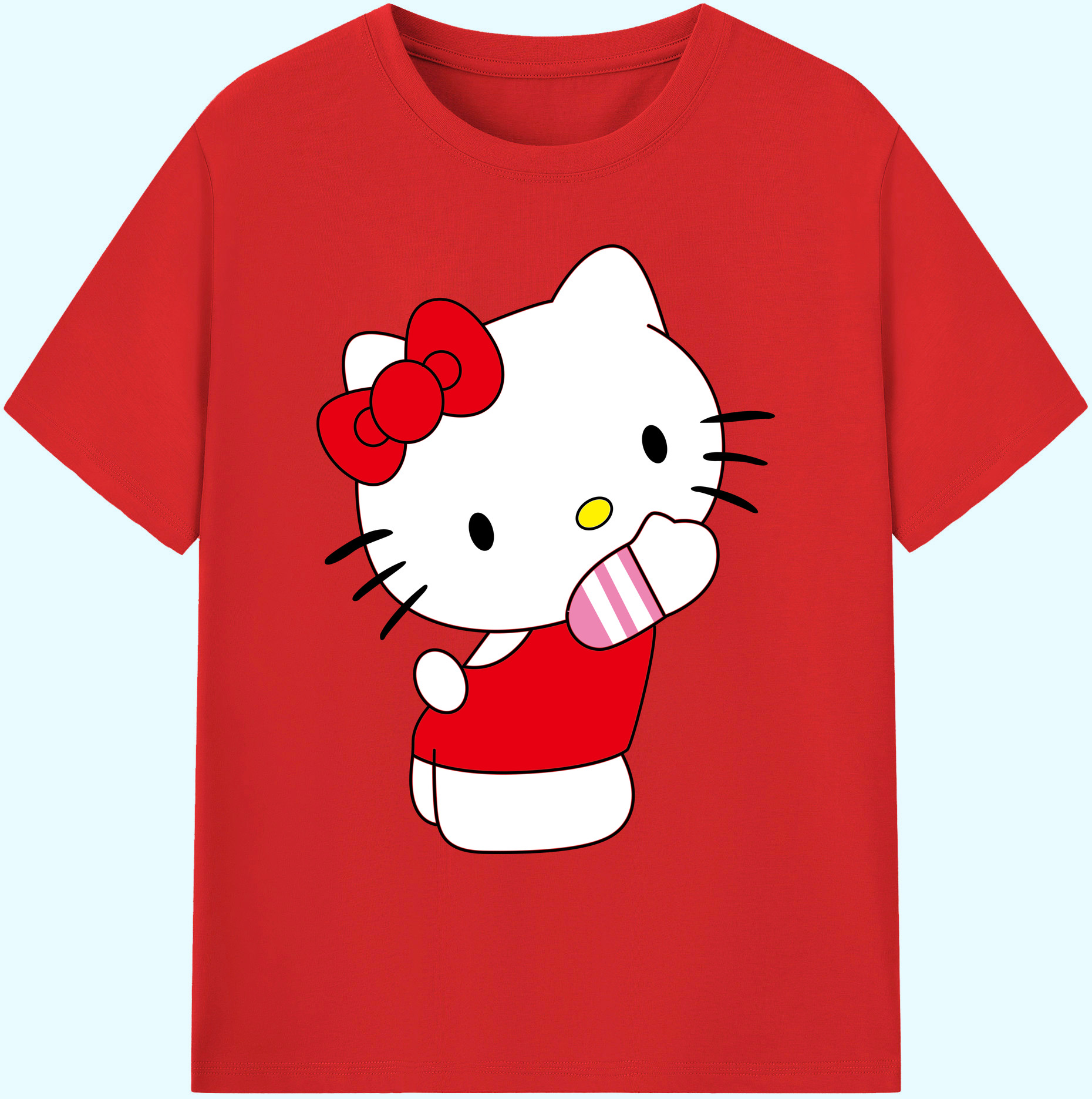 （画像用） Hello Kitty ハローキティ 綿100％ メンズ半袖Tシャツ｜肌触りやわらか＆通気性
