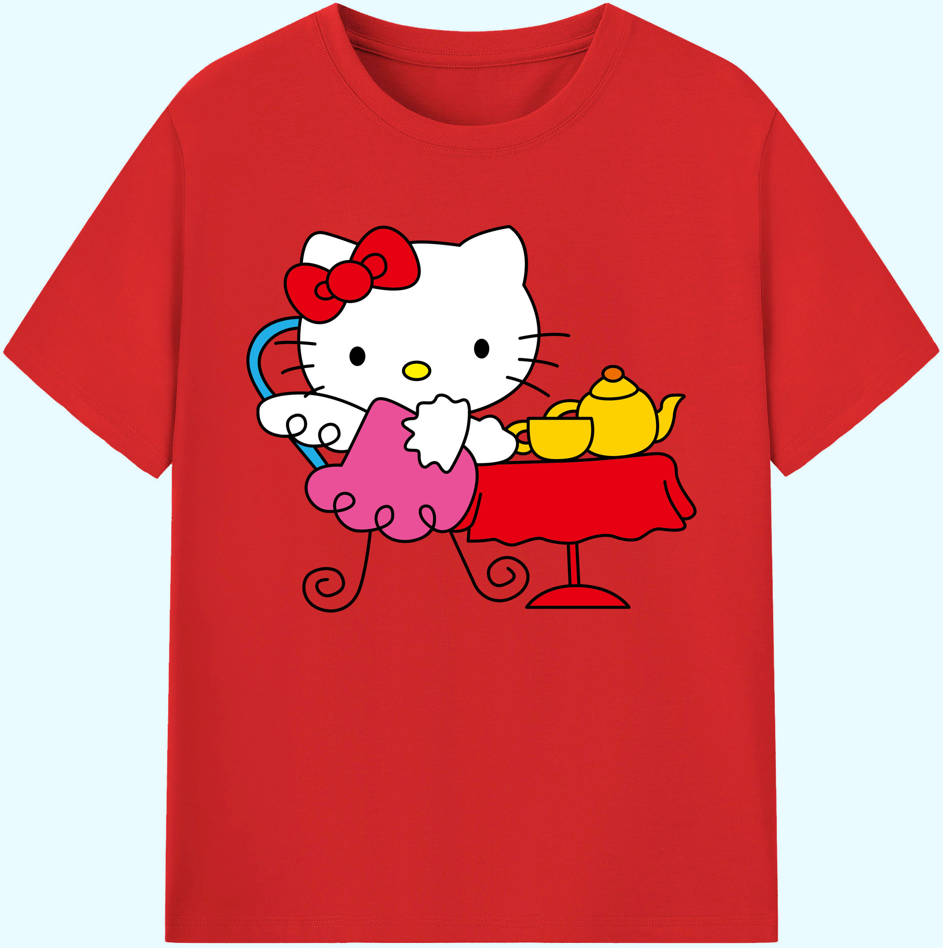 （画像用） Hello Kitty ハローキティ 綿100％ メンズ半袖Tシャツ｜肌触りやわらか＆通気性