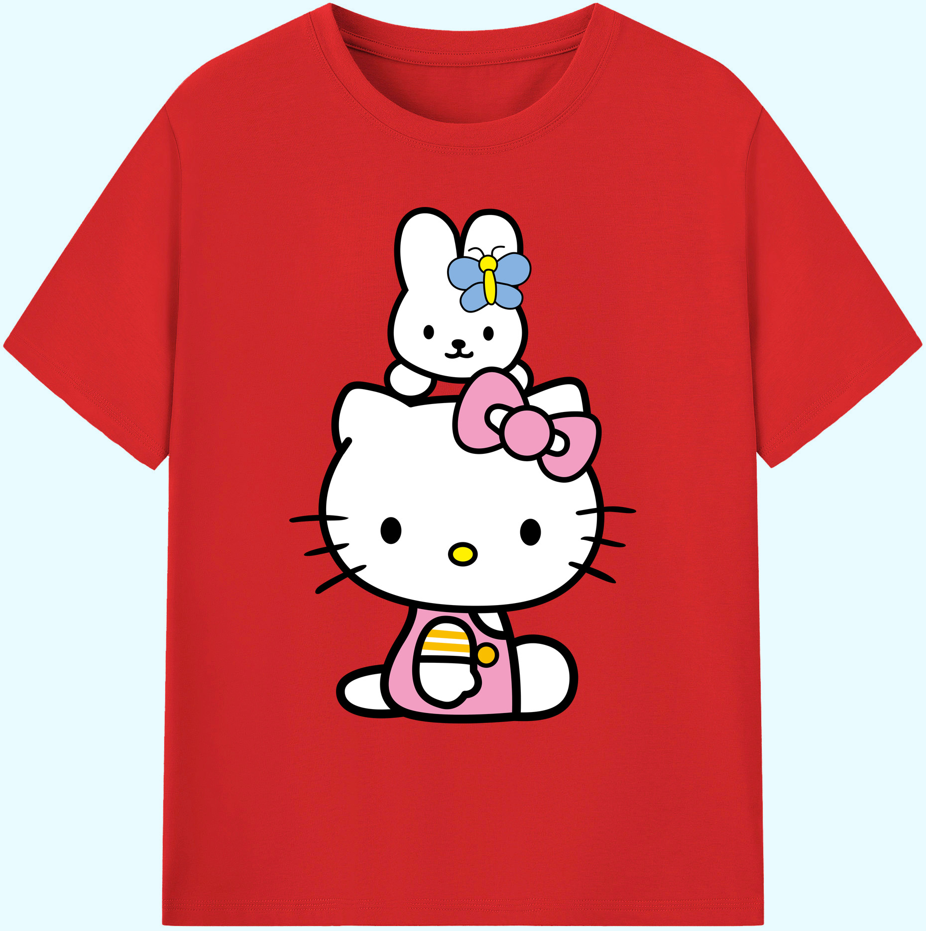 （画像用） Hello Kitty ハローキティ 綿100％ メンズ半袖Tシャツ｜肌触りやわらか＆通気性