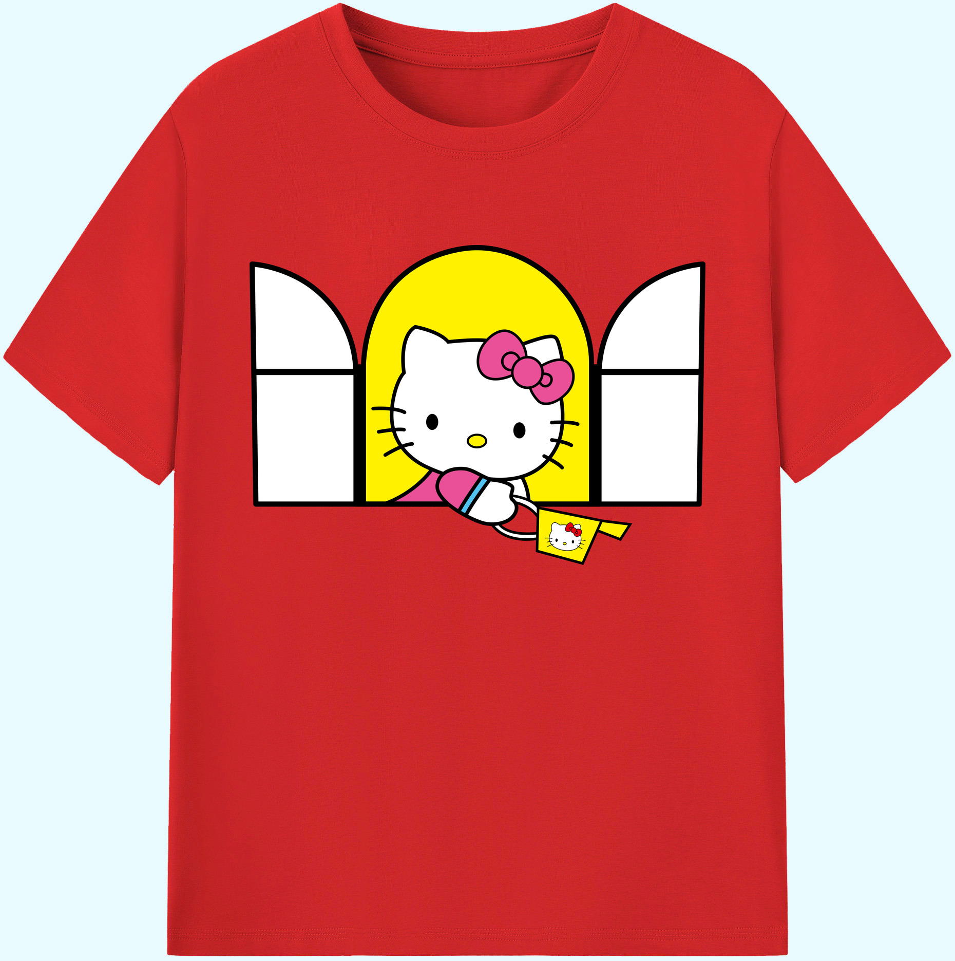 （画像用） Hello Kitty ハローキティ 綿100％ メンズ半袖Tシャツ｜肌触りやわらか＆通気性