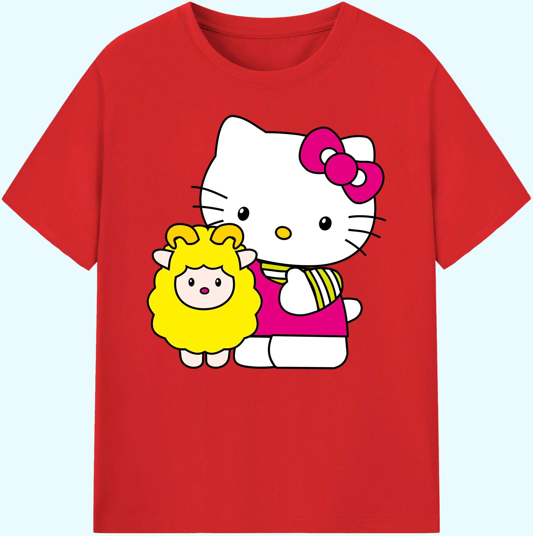 （画像用） Hello Kitty ハローキティ 綿100％ メンズ半袖Tシャツ｜肌触りやわらか＆通気性