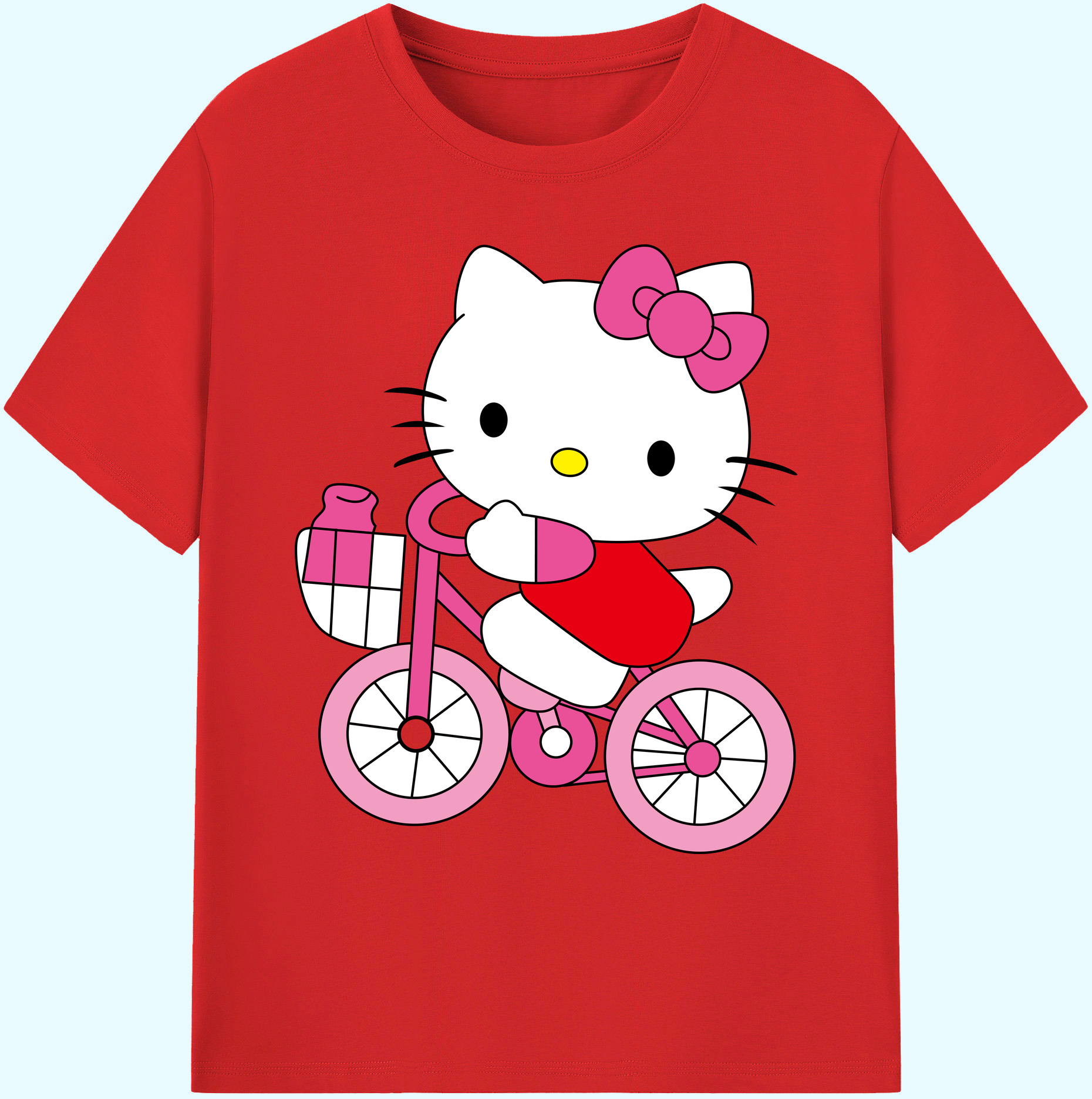 （画像用） Hello Kitty ハローキティ 綿100％ メンズ半袖Tシャツ｜肌触りやわらか＆通気性