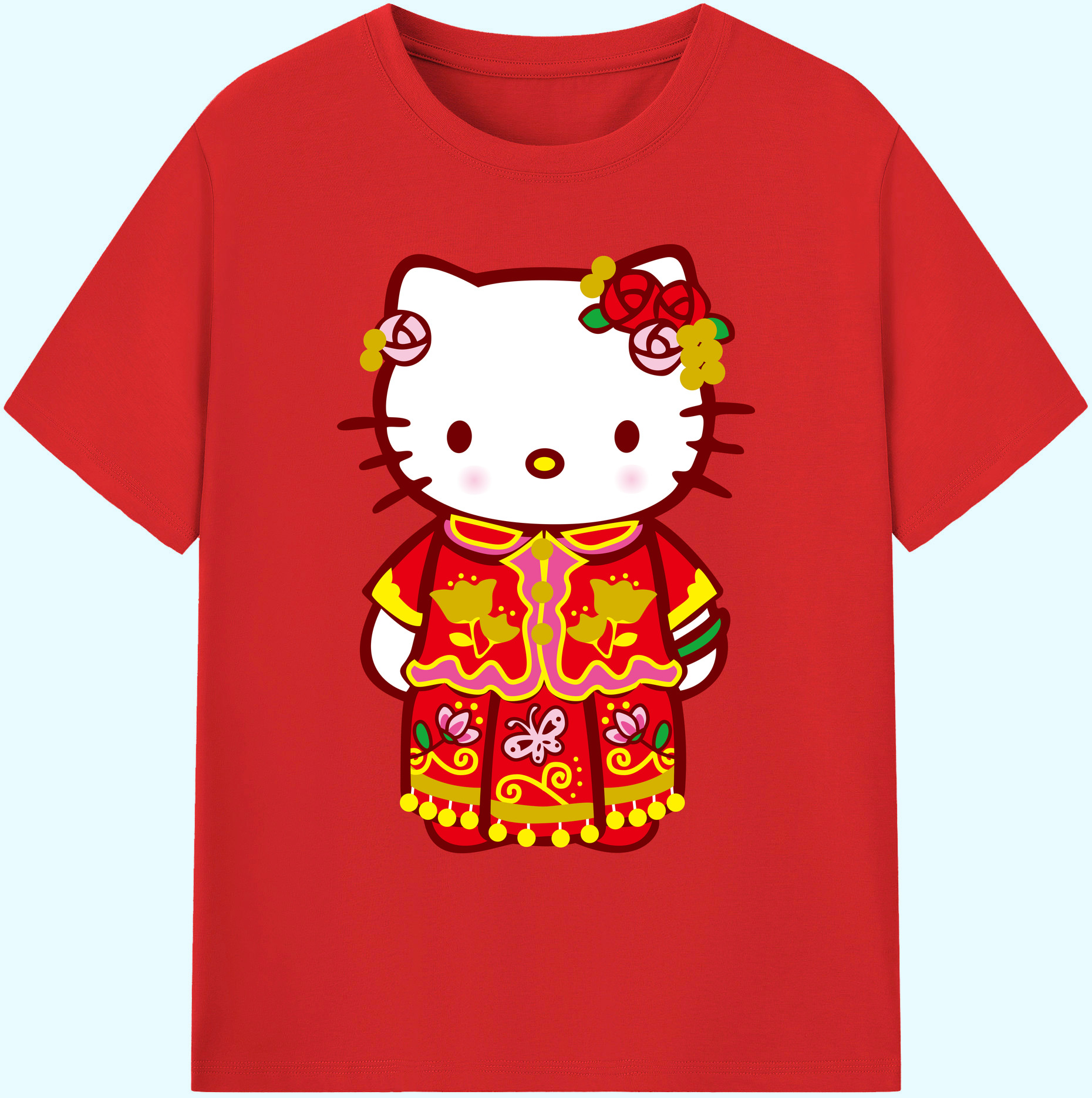 （画像用） Hello Kitty ハローキティ 綿100％ メンズ半袖Tシャツ｜肌触りやわらか＆通気性