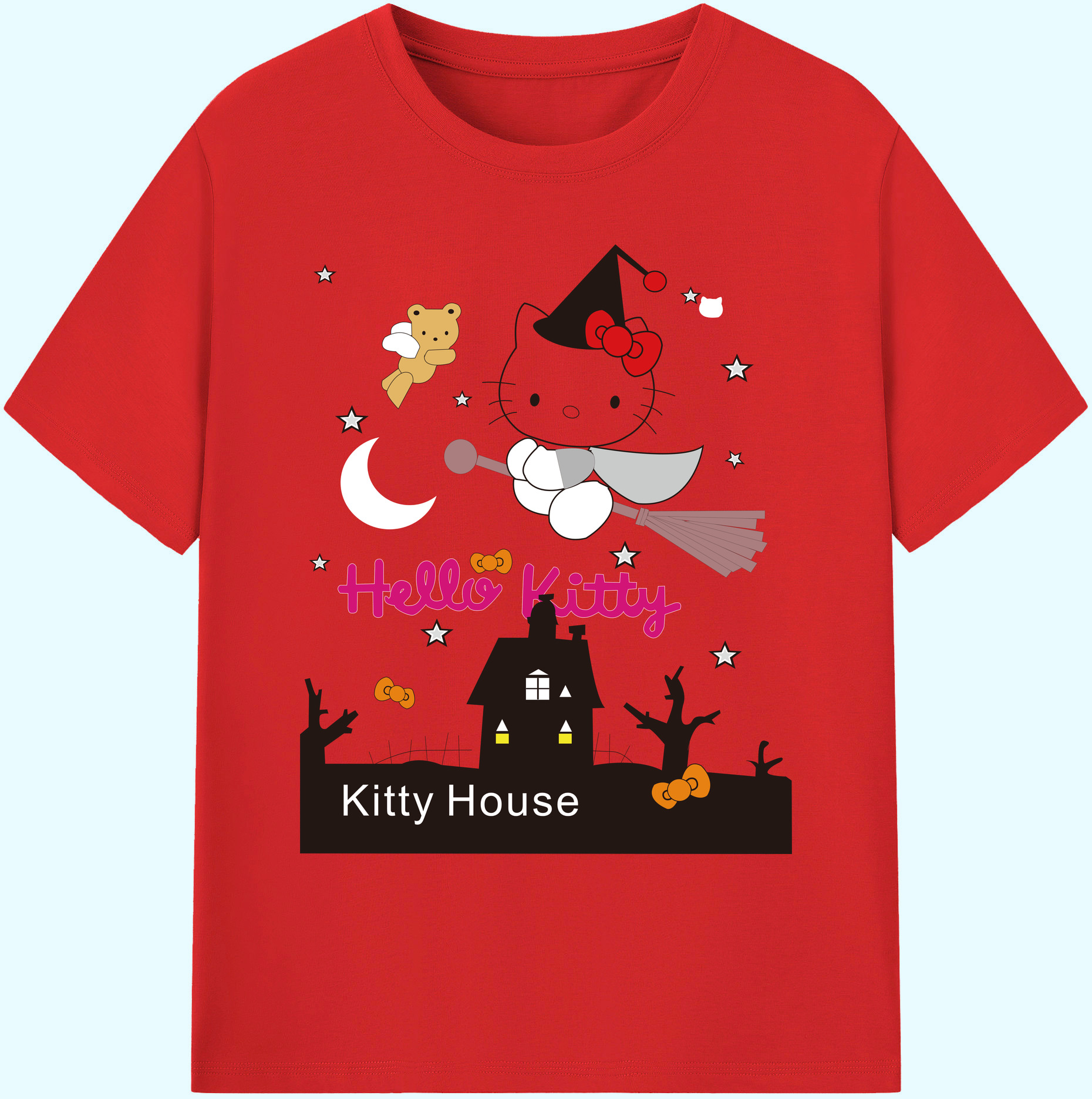 （画像用） Hello Kitty ハローキティ 綿100％ メンズ半袖Tシャツ｜肌触りやわらか＆通気性