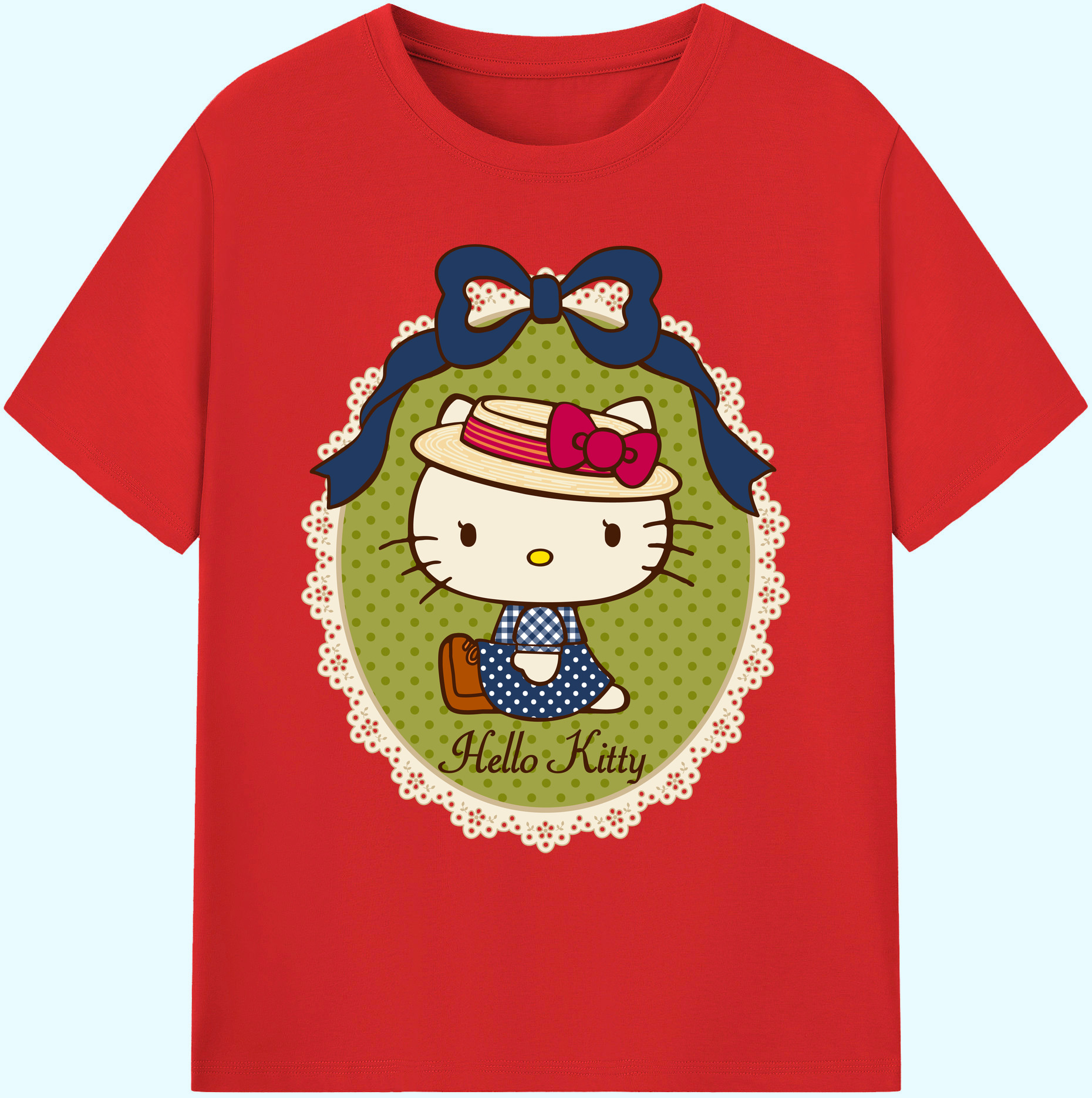 （画像用） Hello Kitty ハローキティ 綿100％ メンズ半袖Tシャツ｜肌触りやわらか＆通気性