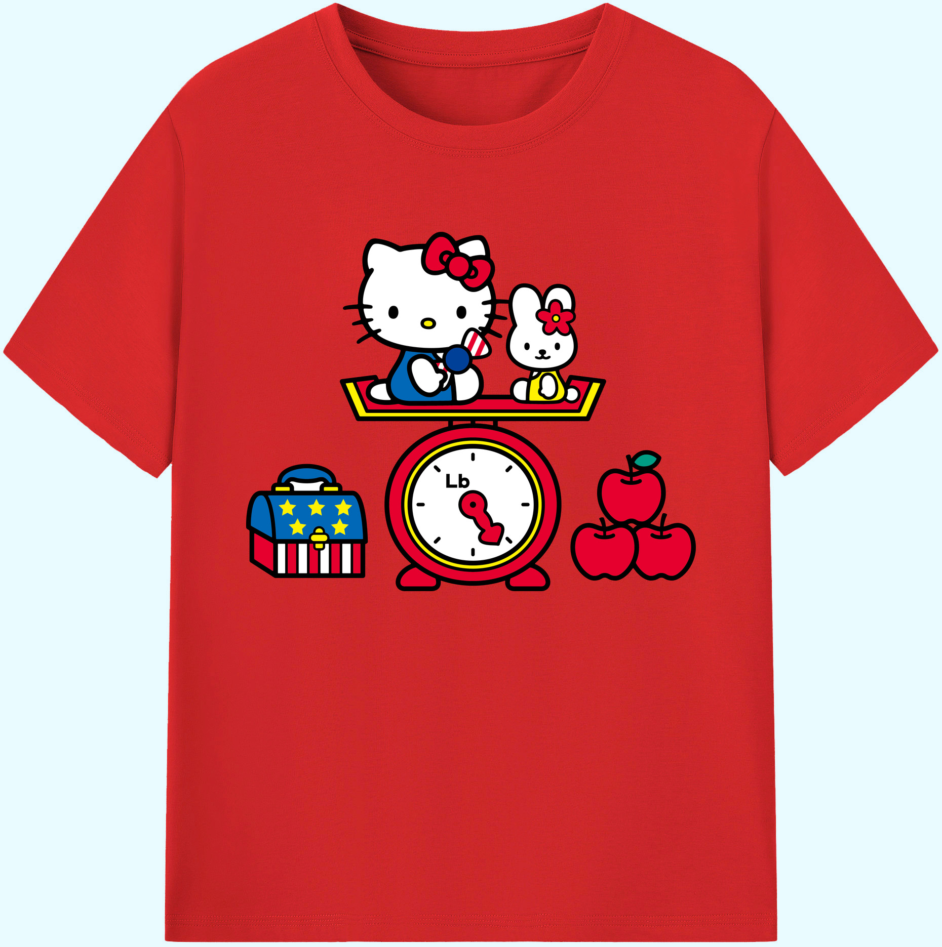 （画像用） Hello Kitty ハローキティ 綿100％ メンズ半袖Tシャツ｜肌触りやわらか＆通気性