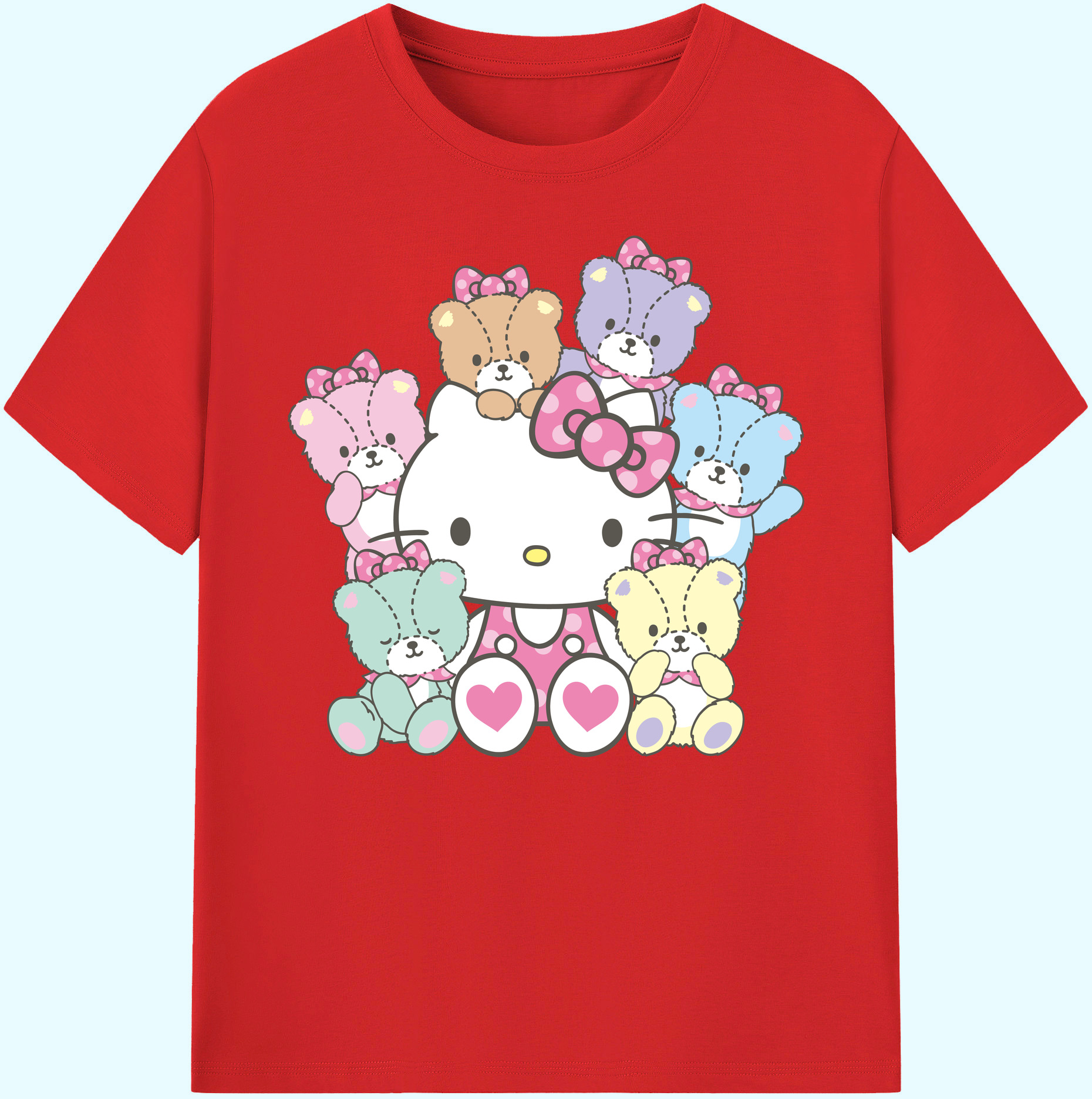 （画像用） Hello Kitty ハローキティ 綿100％ メンズ半袖Tシャツ｜肌触りやわらか＆通気性