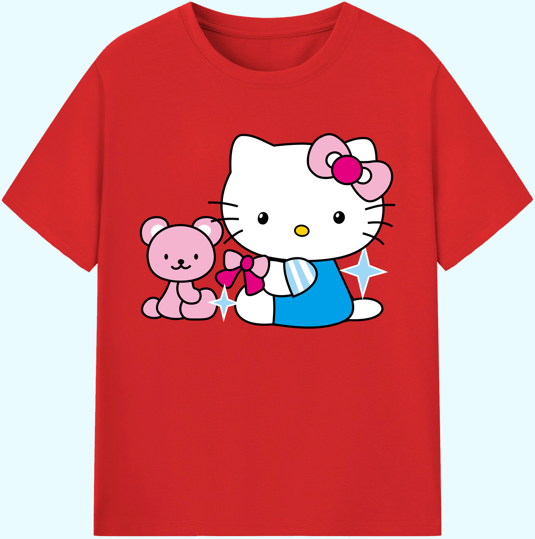 （画像用） Hello Kitty ハローキティ 綿100％ メンズ半袖Tシャツ｜肌触りやわらか＆通気性