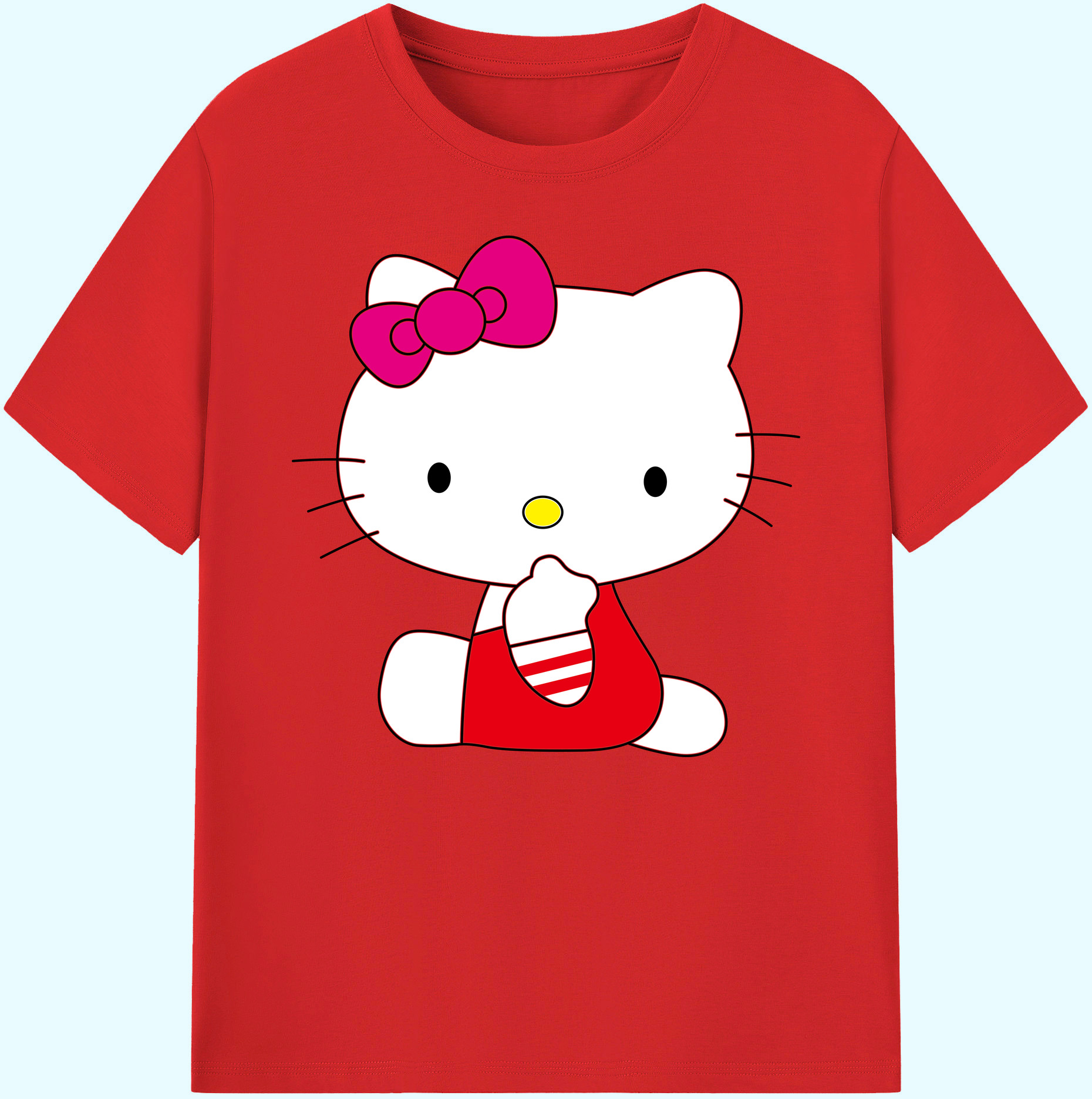 （画像用） Hello Kitty ハローキティ 綿100％ メンズ半袖Tシャツ｜肌触りやわらか＆通気性