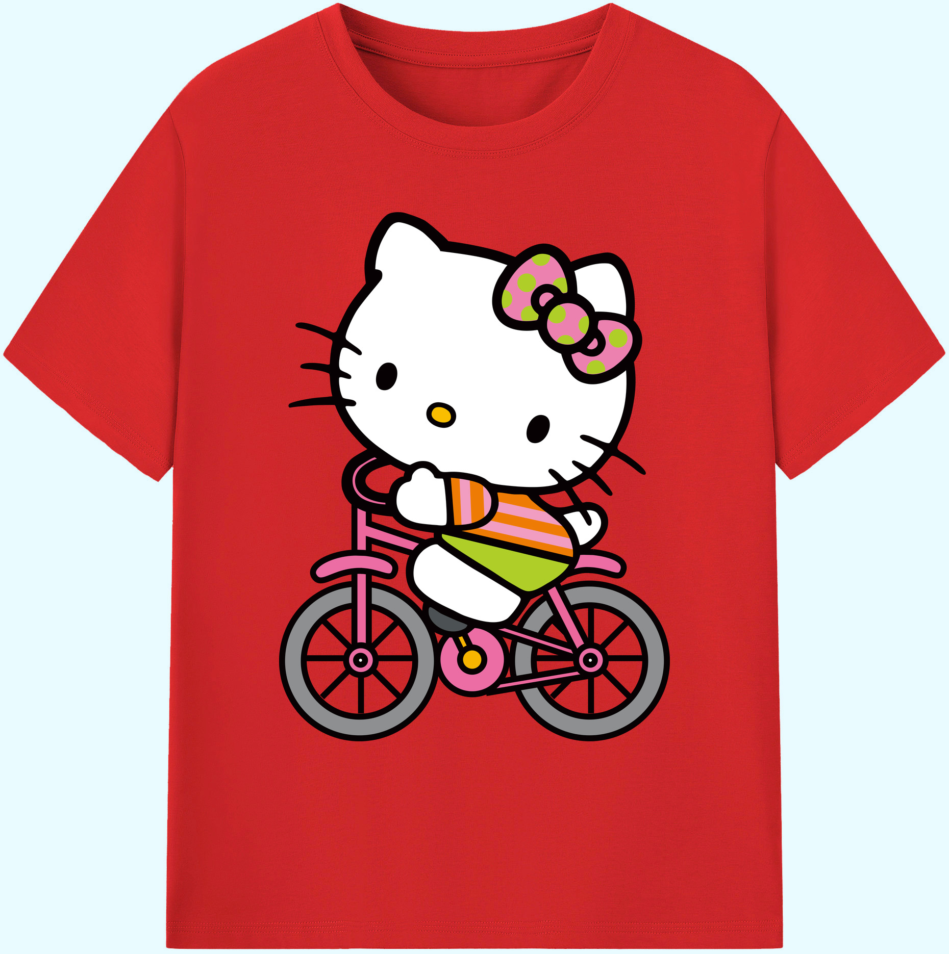 （画像用） Hello Kitty ハローキティ 綿100％ メンズ半袖Tシャツ｜肌触りやわらか＆通気性