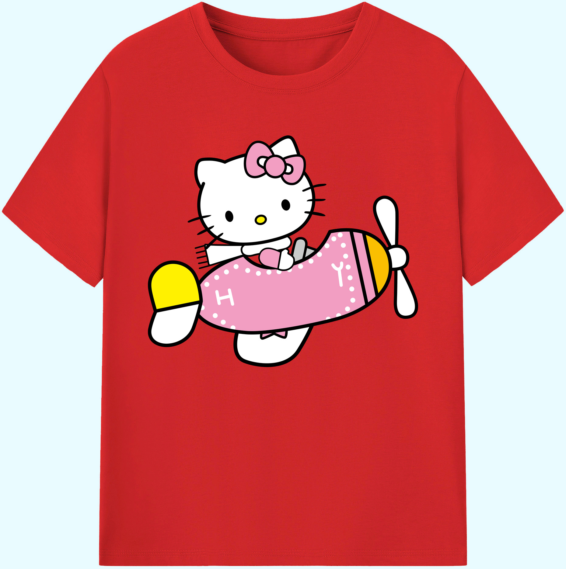 （画像用） Hello Kitty ハローキティ 綿100％ メンズ半袖Tシャツ｜肌触りやわらか＆通気性
