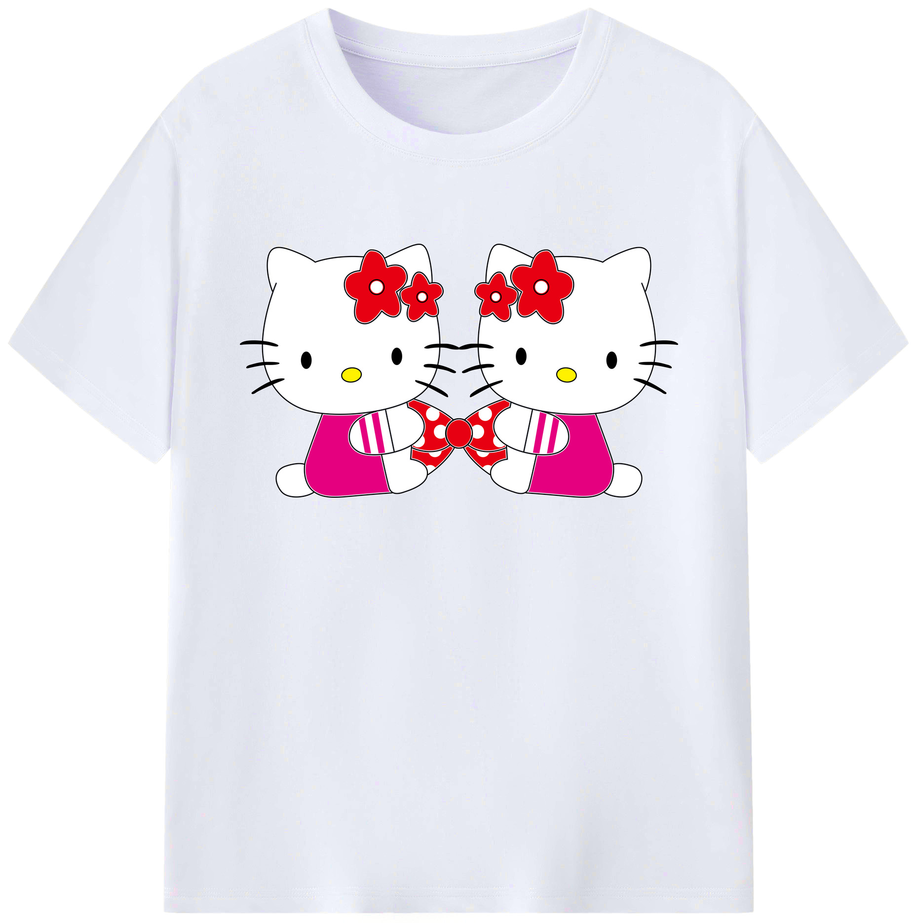 （画像用） Hello Kitty ハローキティ 綿100％ メンズ半袖Tシャツ｜肌触りやわらか＆通気性